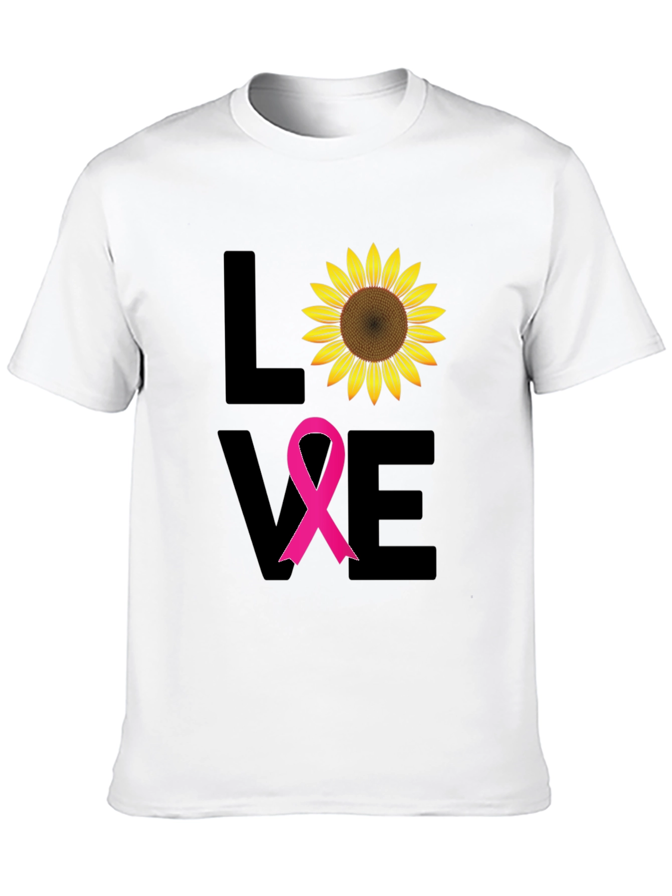 Black Love Sunflower Breast Cancer Awareness T-Shirt view 10
