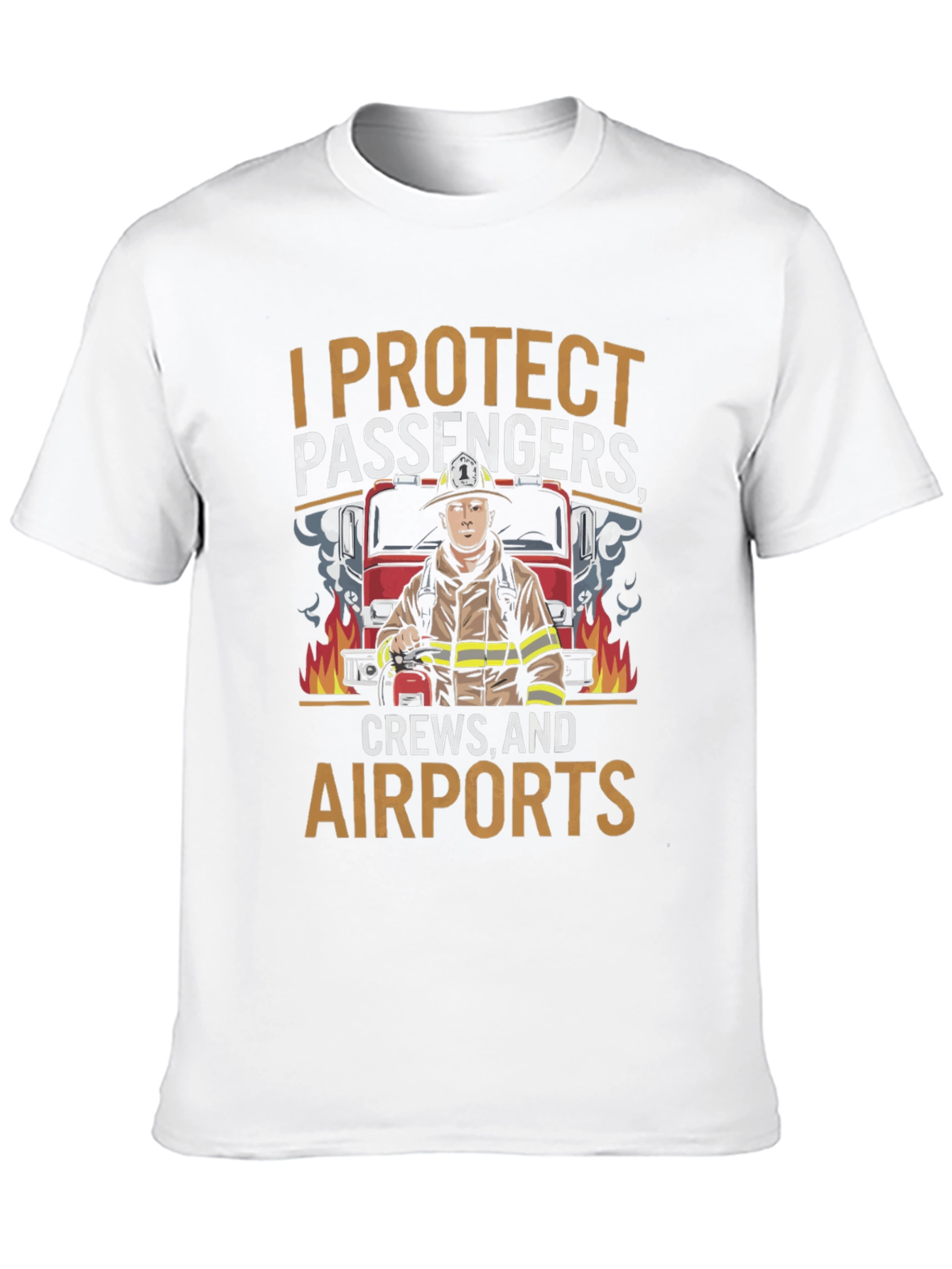 Black Firefighter Airport Crew Protection Graphic T-Shirt view 10
