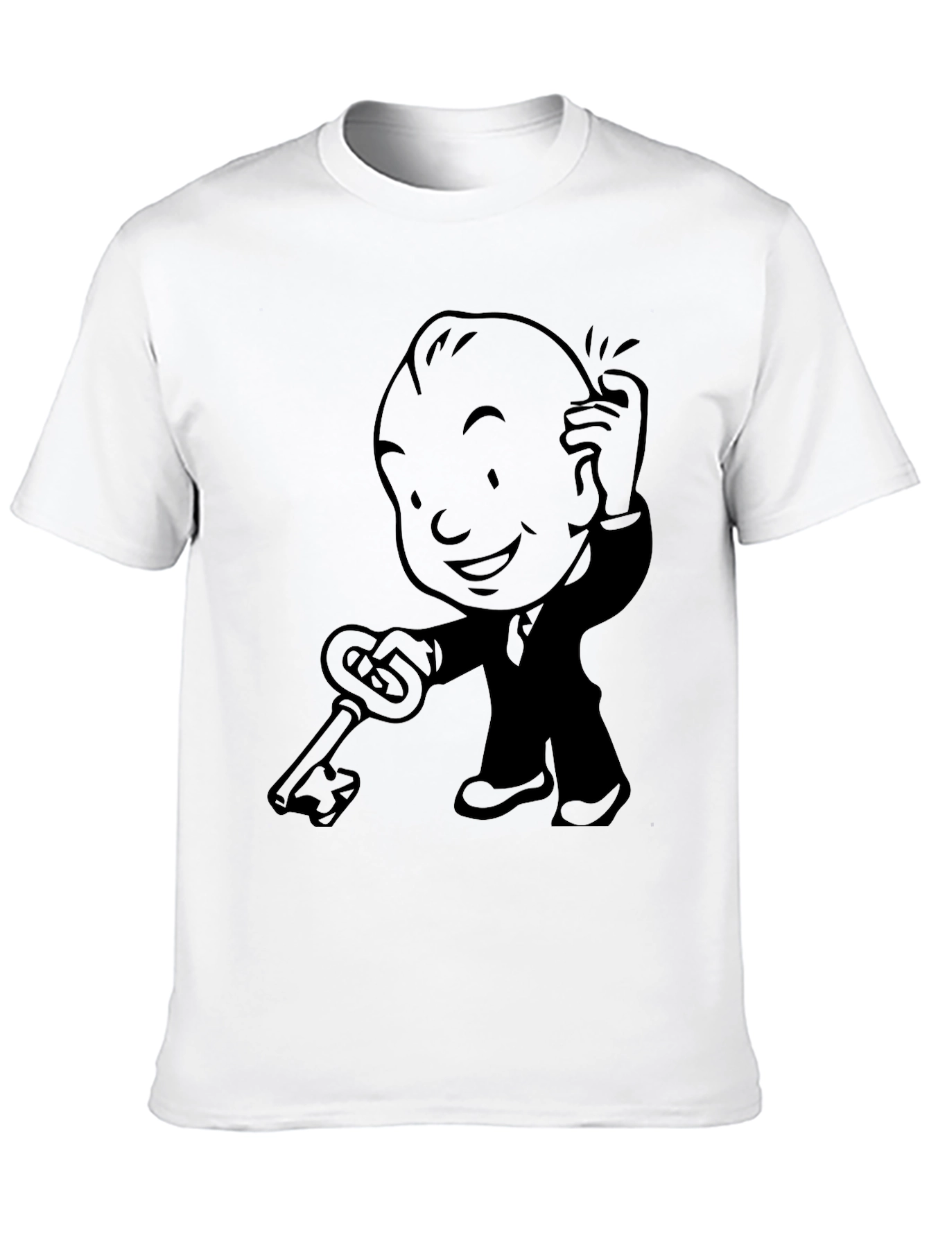 Black Retro Cartoon Key Black T-Shirt view 10