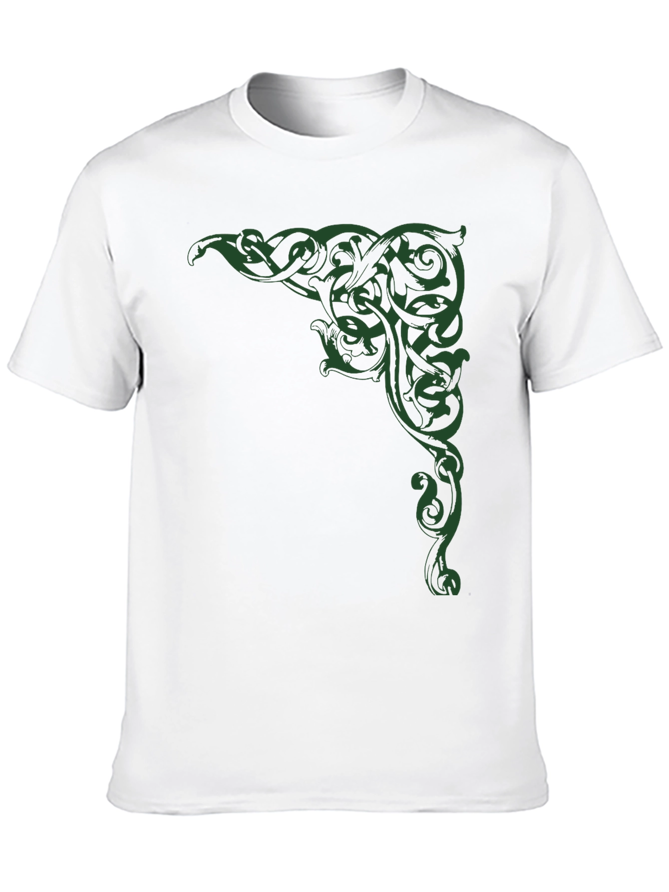 Black Men's Black T-Shirt with Green Celtic Corner Design view 10