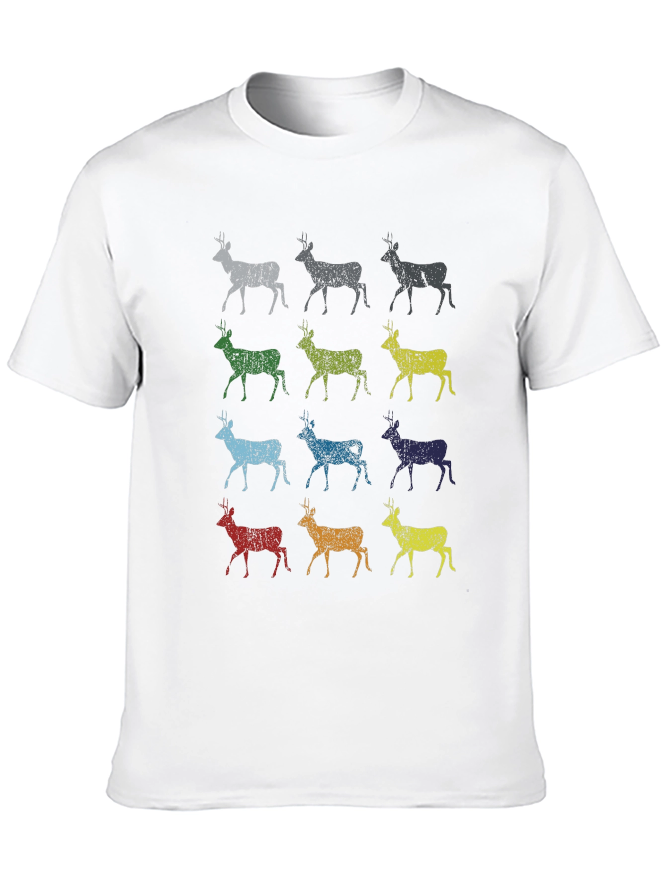 Black Colorful Deer Graphic Print T-Shirt view 10