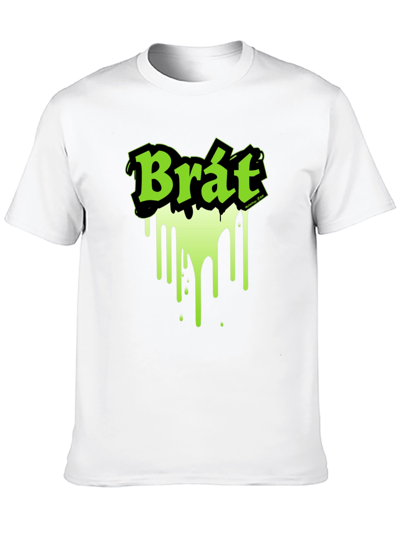 Black Brat Graphic Tee - Black T-Shirt with Neon Green Design view 10