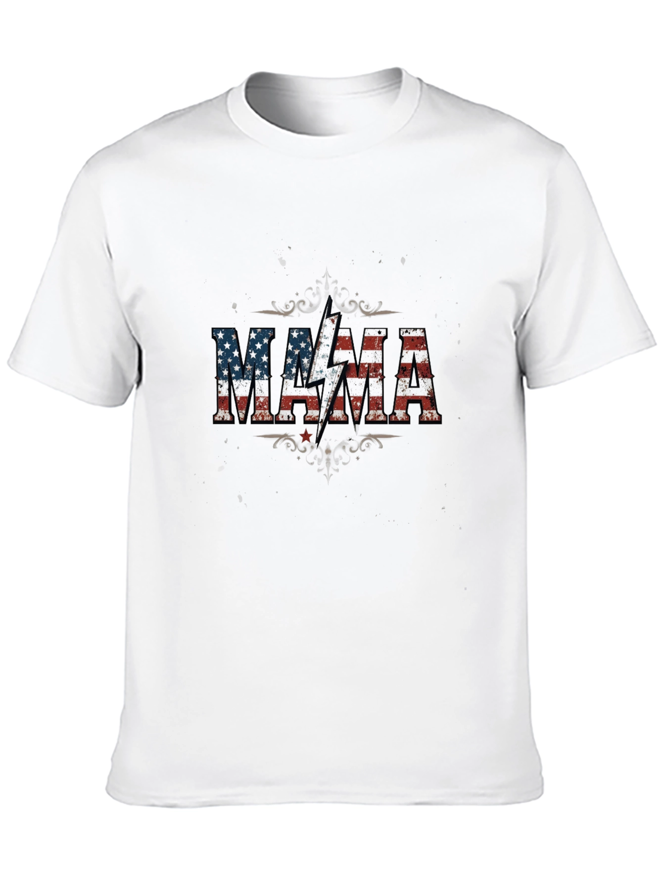 Black MAMA American Flag Lightning Bolt Graphic T-Shirt view 10