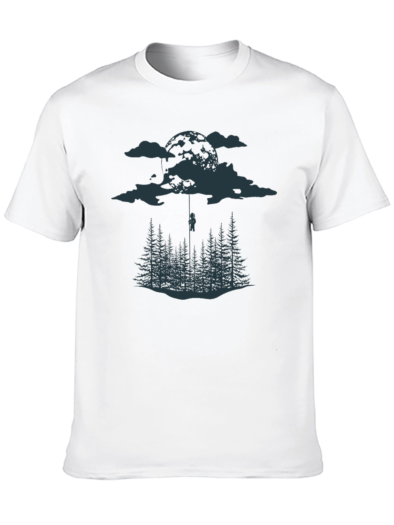 Black Black Tee with Moonlit Forest Design view 10