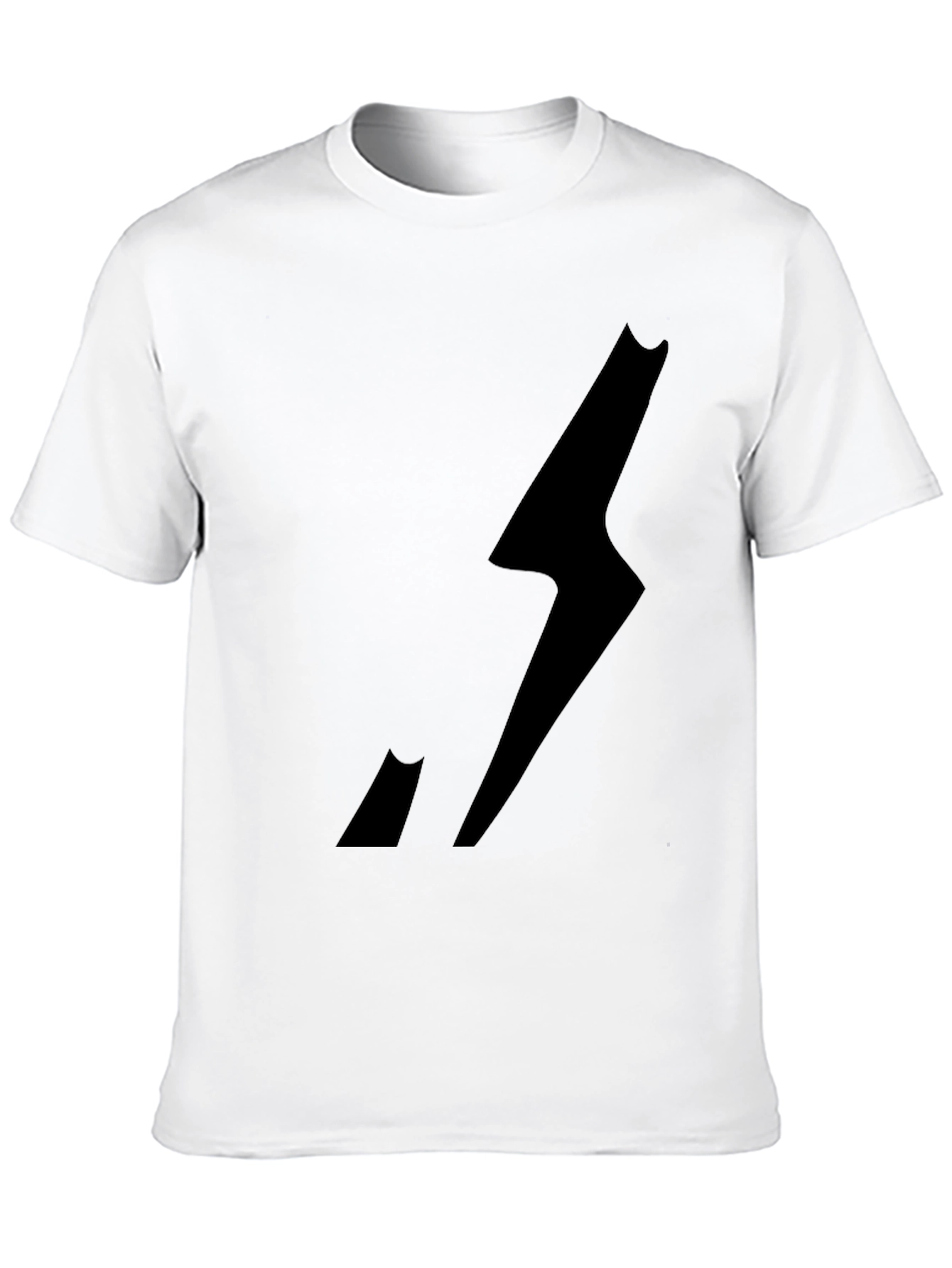 Black Men's Black Graphic Tee - Lightning Bolt Design view 10
