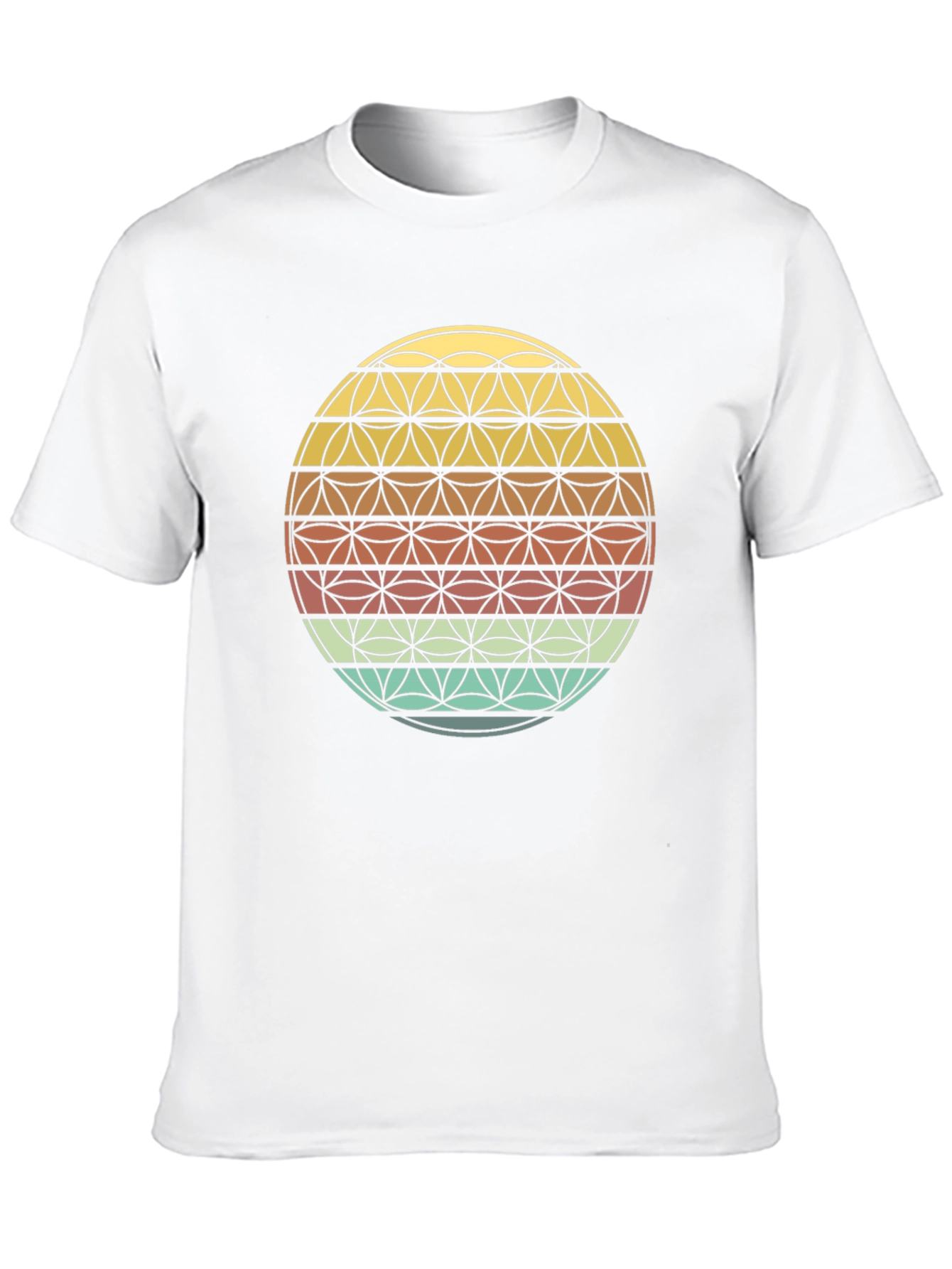 Black Geometric Flower of Life Retro T-Shirt view 10