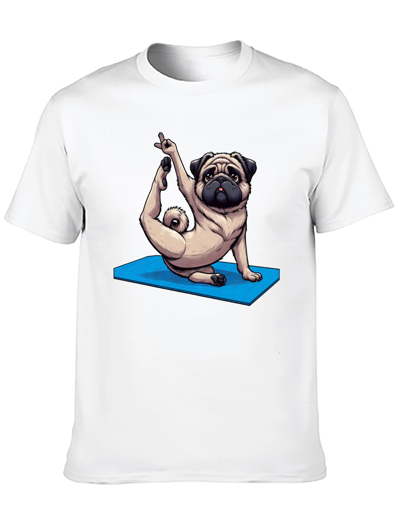 Black Yoga Pug Graphic Tee - Men's Black T-Shirt view 10