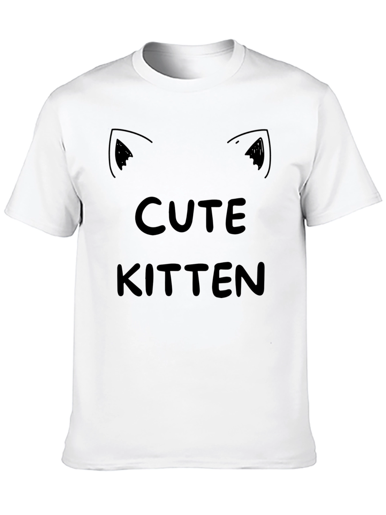 Black Cute Kitten Graphic Tee - Black Cotton T-Shirt view 10