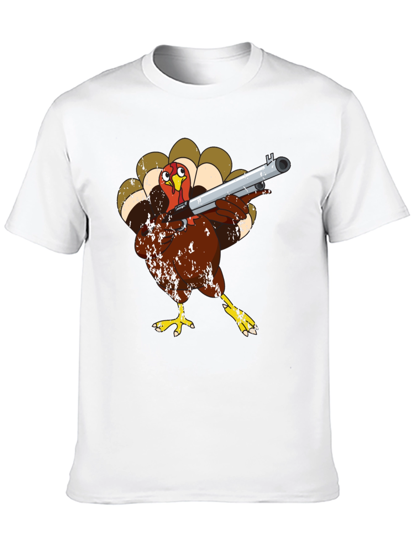Black Turkey with Shotgun Black T-Shirt - Funny Thanksgiving Tee view 10