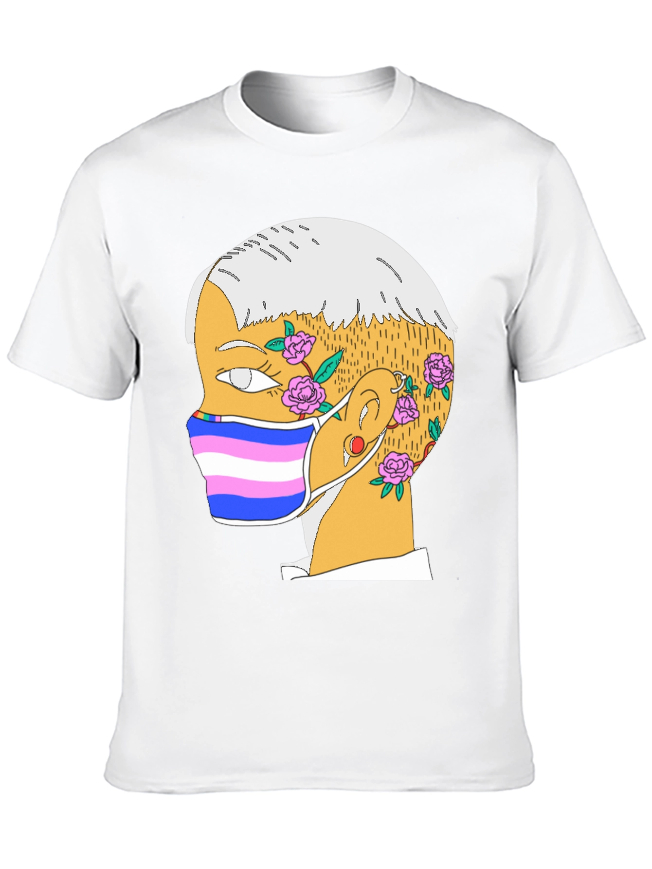 Black Illustrated Portrait T-Shirt - Unique Graphic Tee view 10