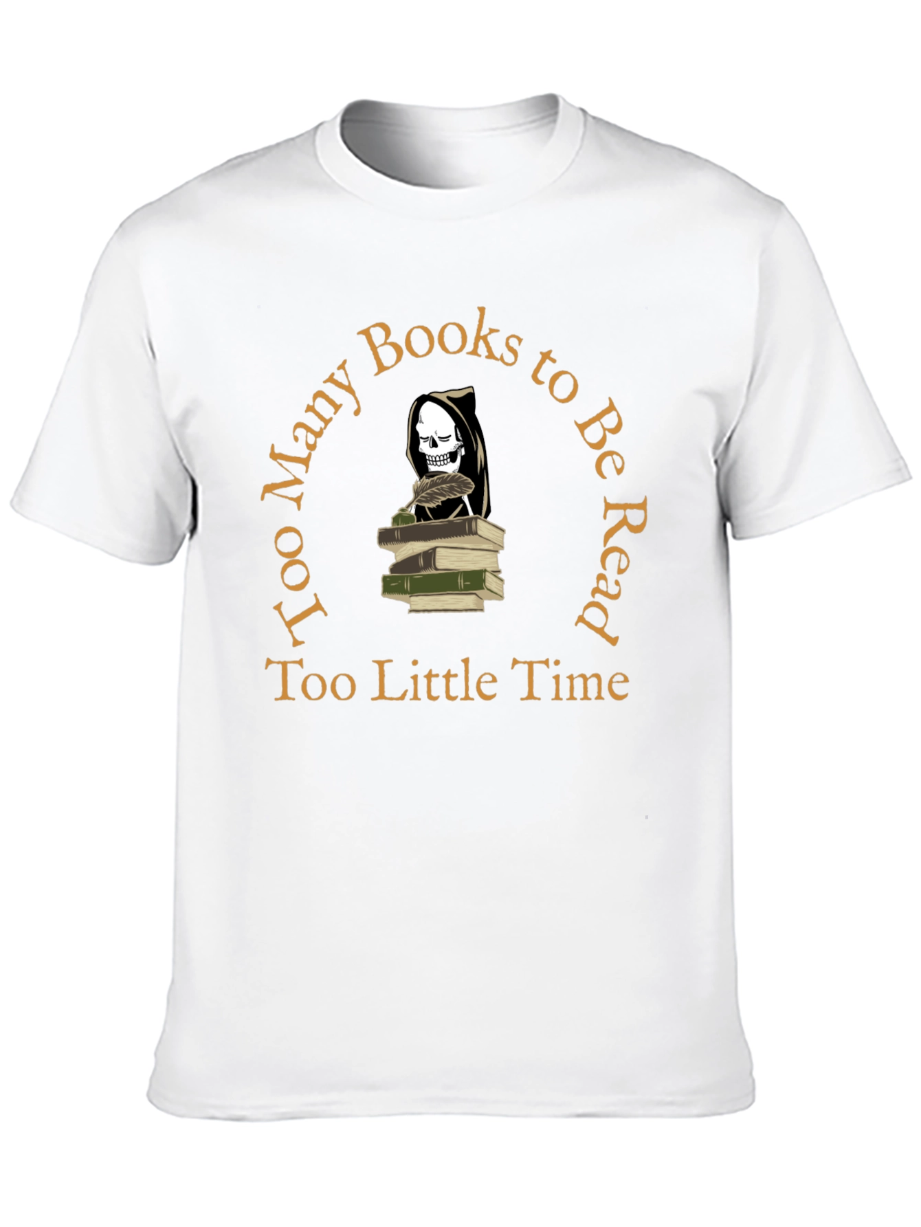Black Grim Reader T-Shirt - Too Many Books, Too Little Time view 10