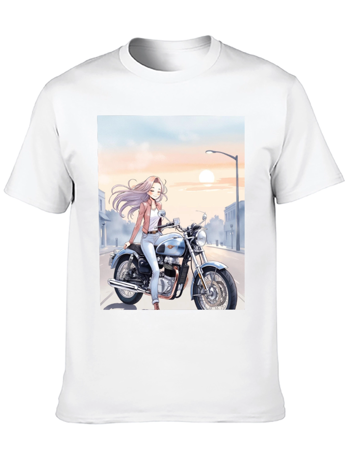 Black Anime Girl Motorcycle T-Shirt - Cool Graphic Tee view 10
