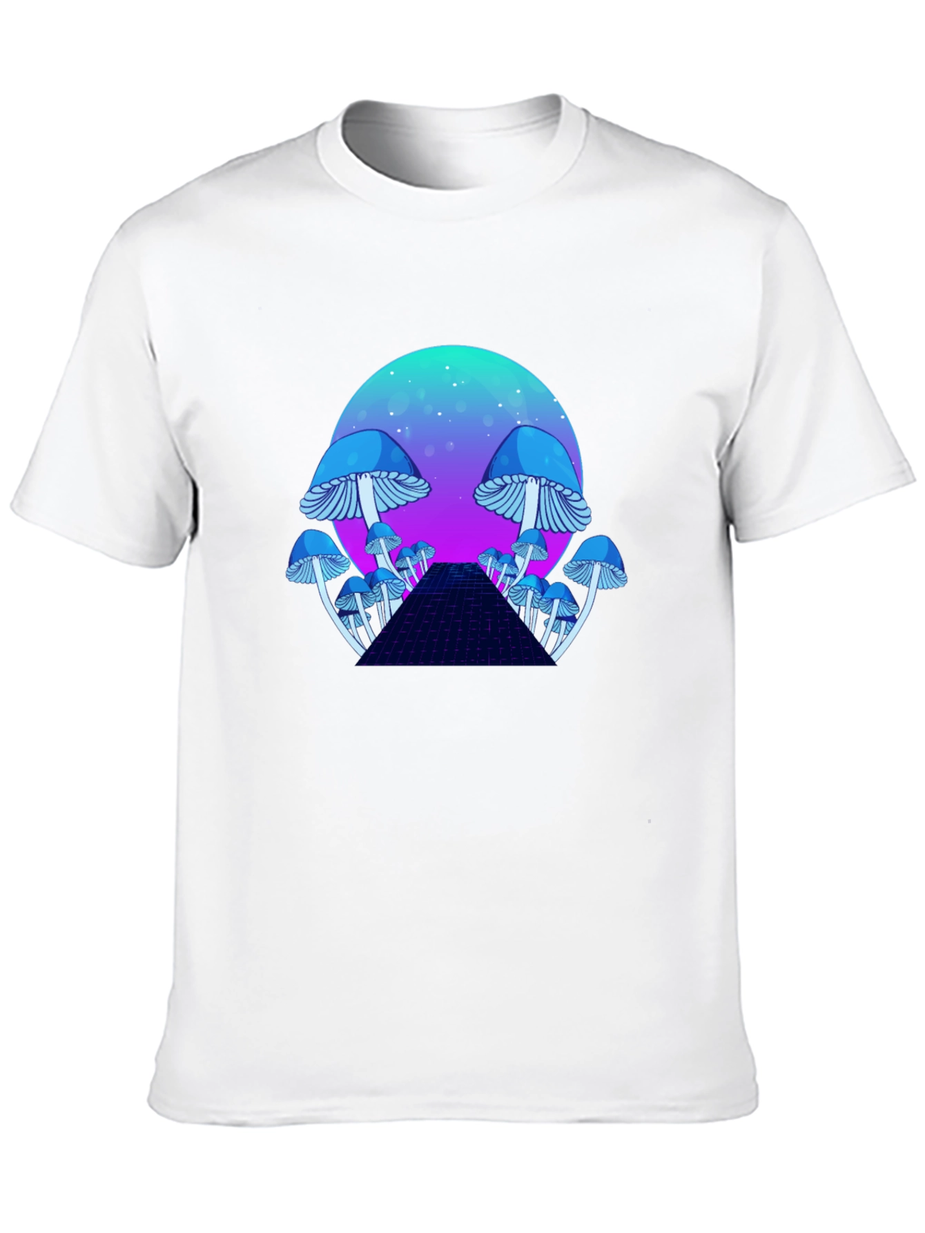 Black Mushroom Galaxy T-Shirt - Retro Synthwave Design view 10