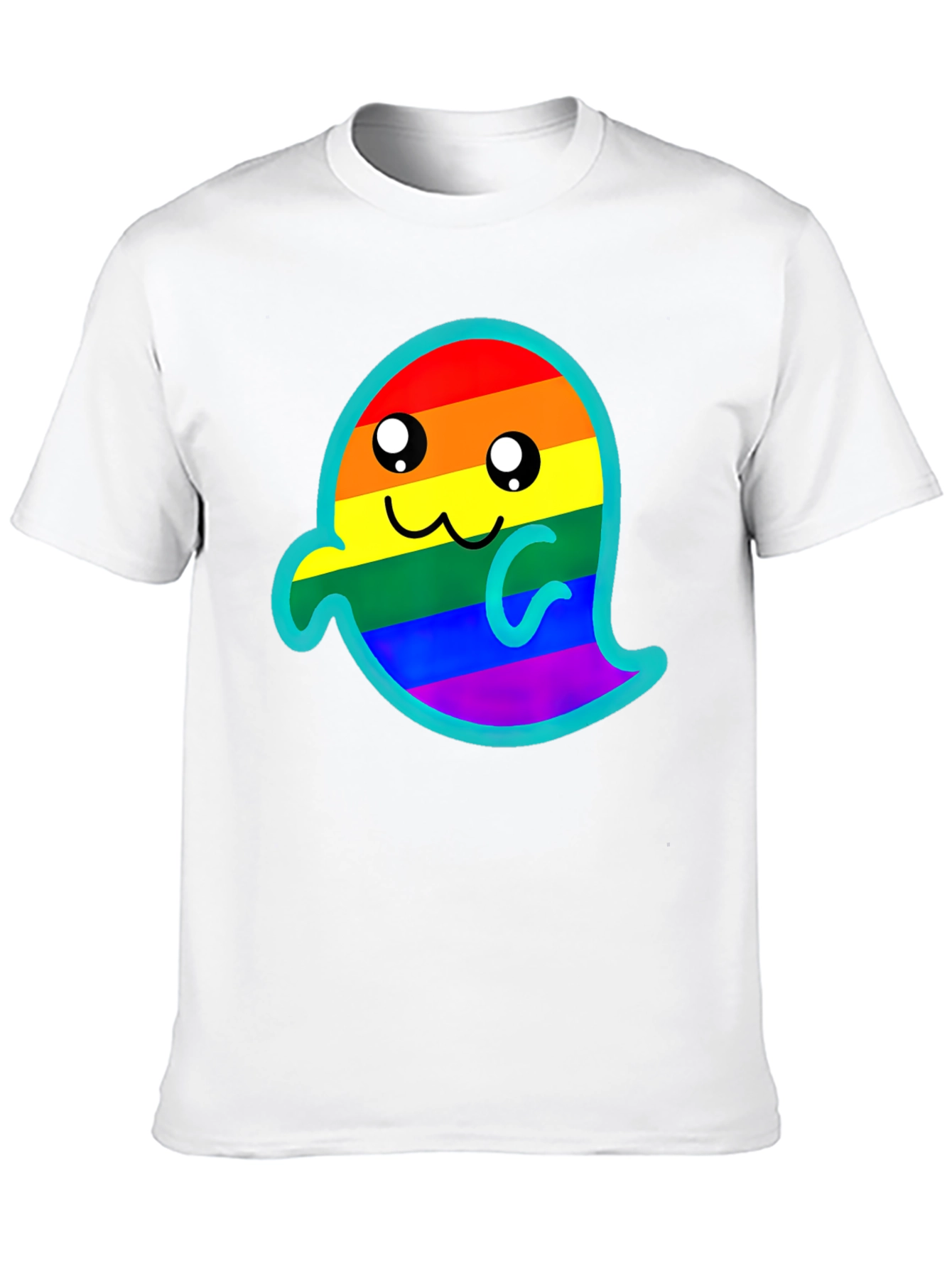 Black Rainbow Ghost Graphic Tee - Soft Cotton Blend view 10