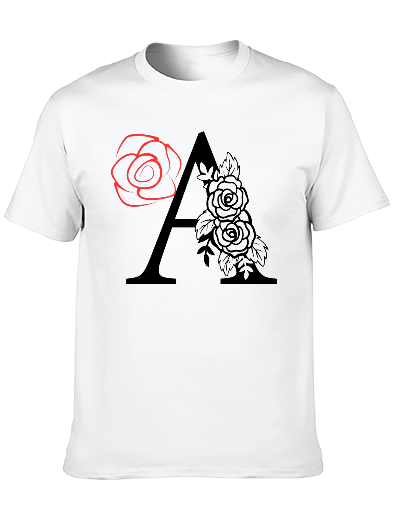 Black Floral Initial "A" Graphic T-Shirt view 10