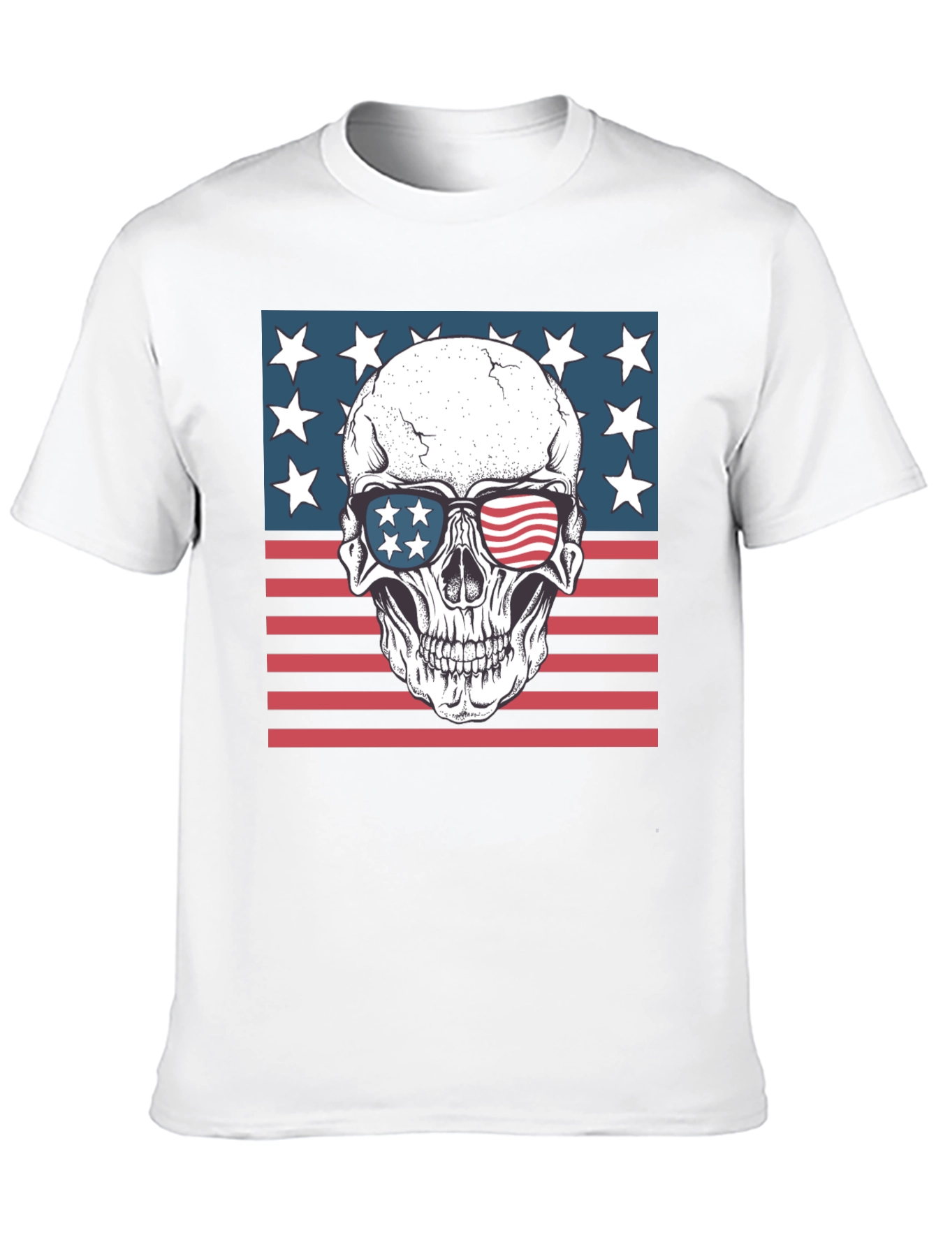 Black American Flag Skull Graphic Tee - Patriotic Style view 10