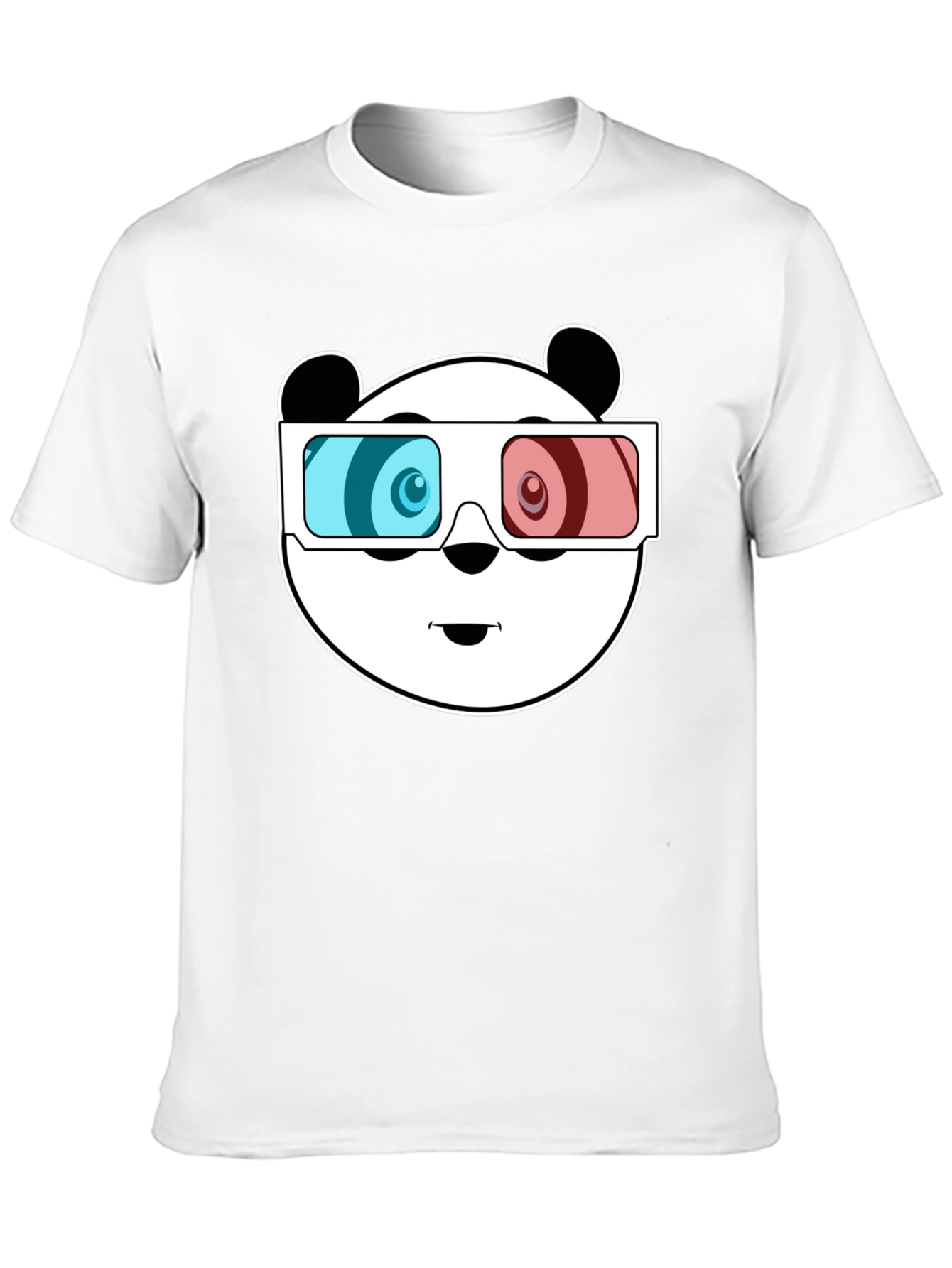 Black Cool Panda 3D Glasses Black T-Shirt view 10