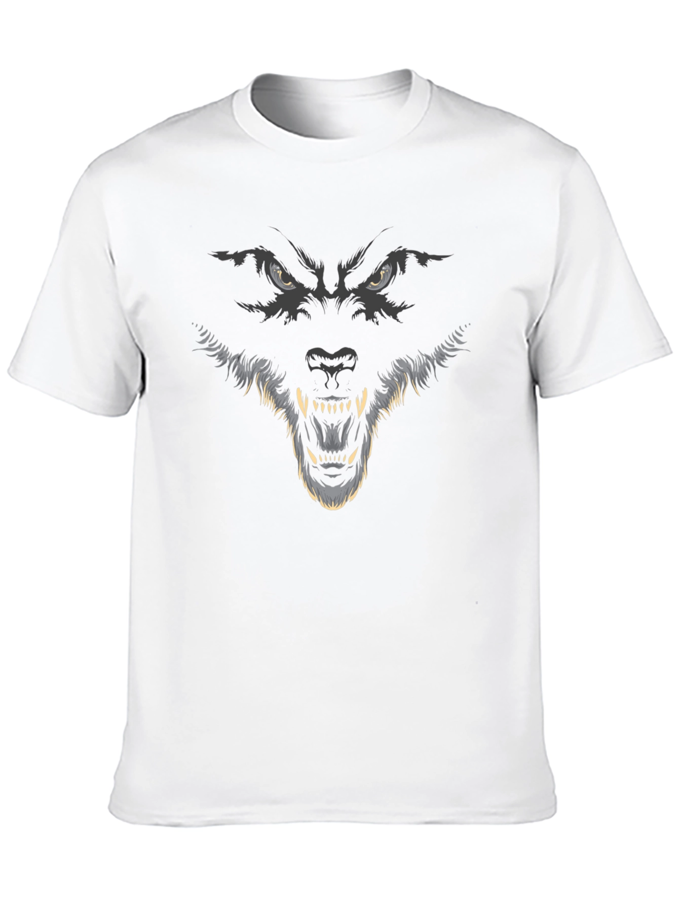 Black Men's Black Wolf Graphic Print Crew Neck T-Shirt view 10