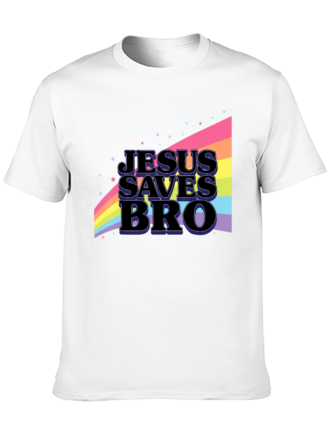 Black Jesus Saves Bro Rainbow Graphic T-Shirt view 10