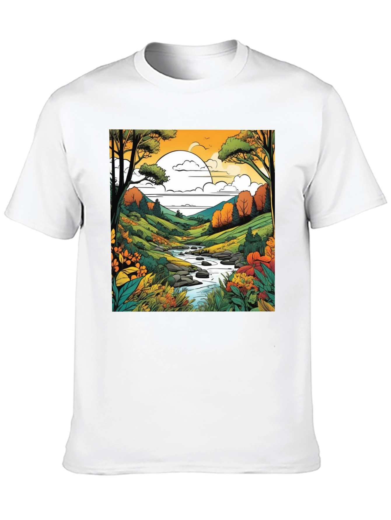 Black Nature River Black T-Shirt view 10
