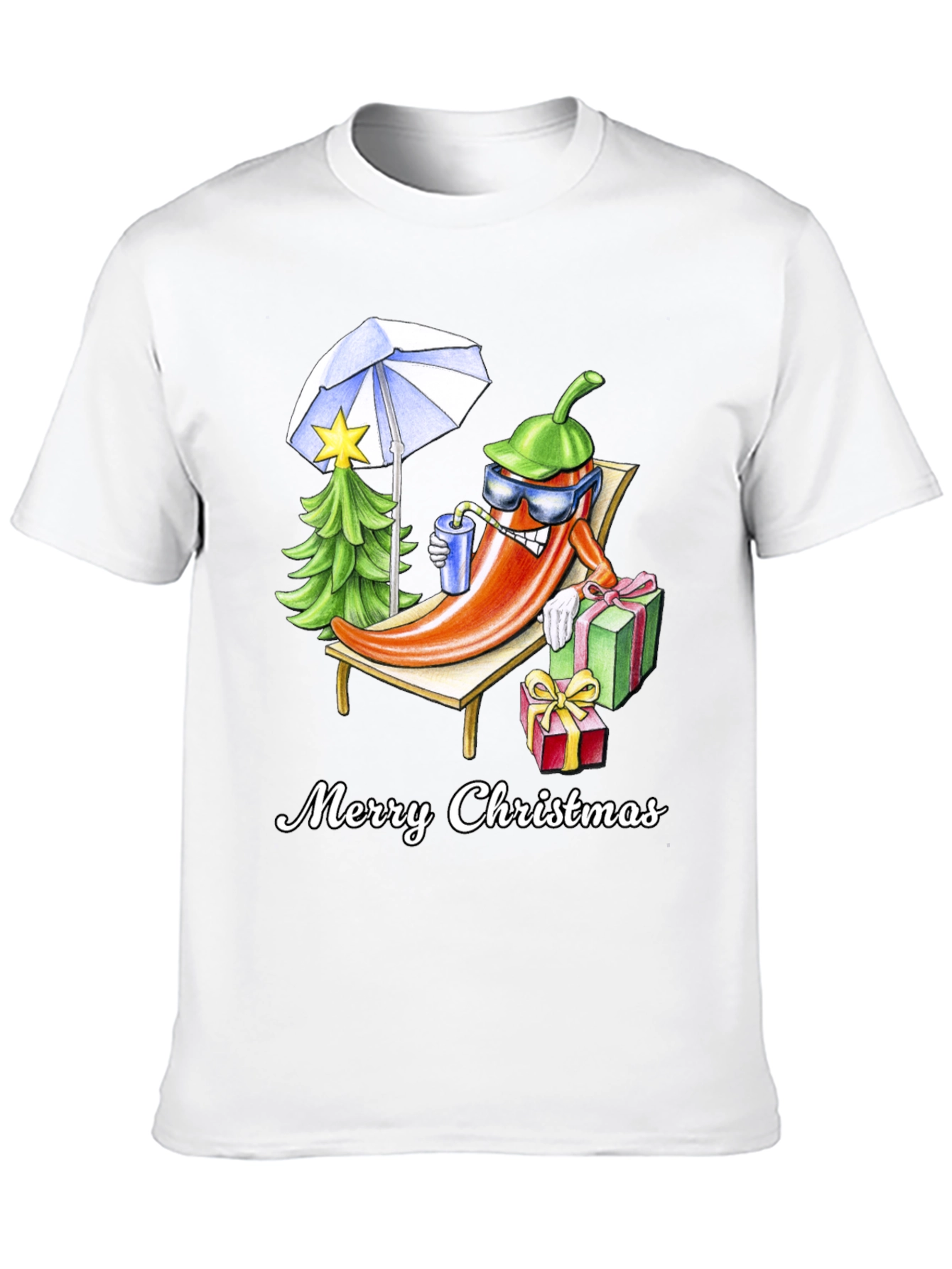 Black Holiday Heat T-Shirt: Merry Christmas Pepper Design view 10
