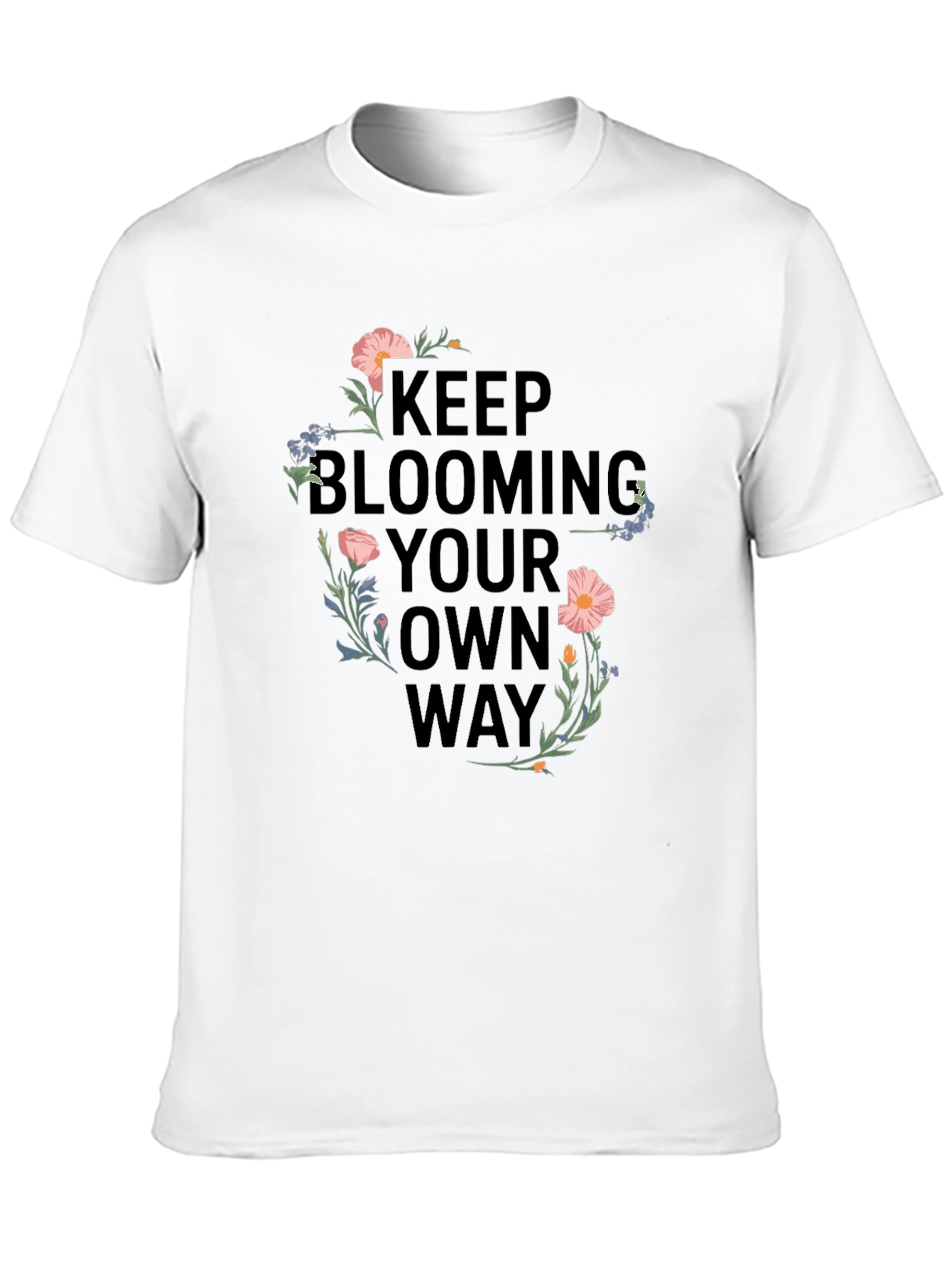 Black Keep Blooming T-Shirt - Floral Design view 10