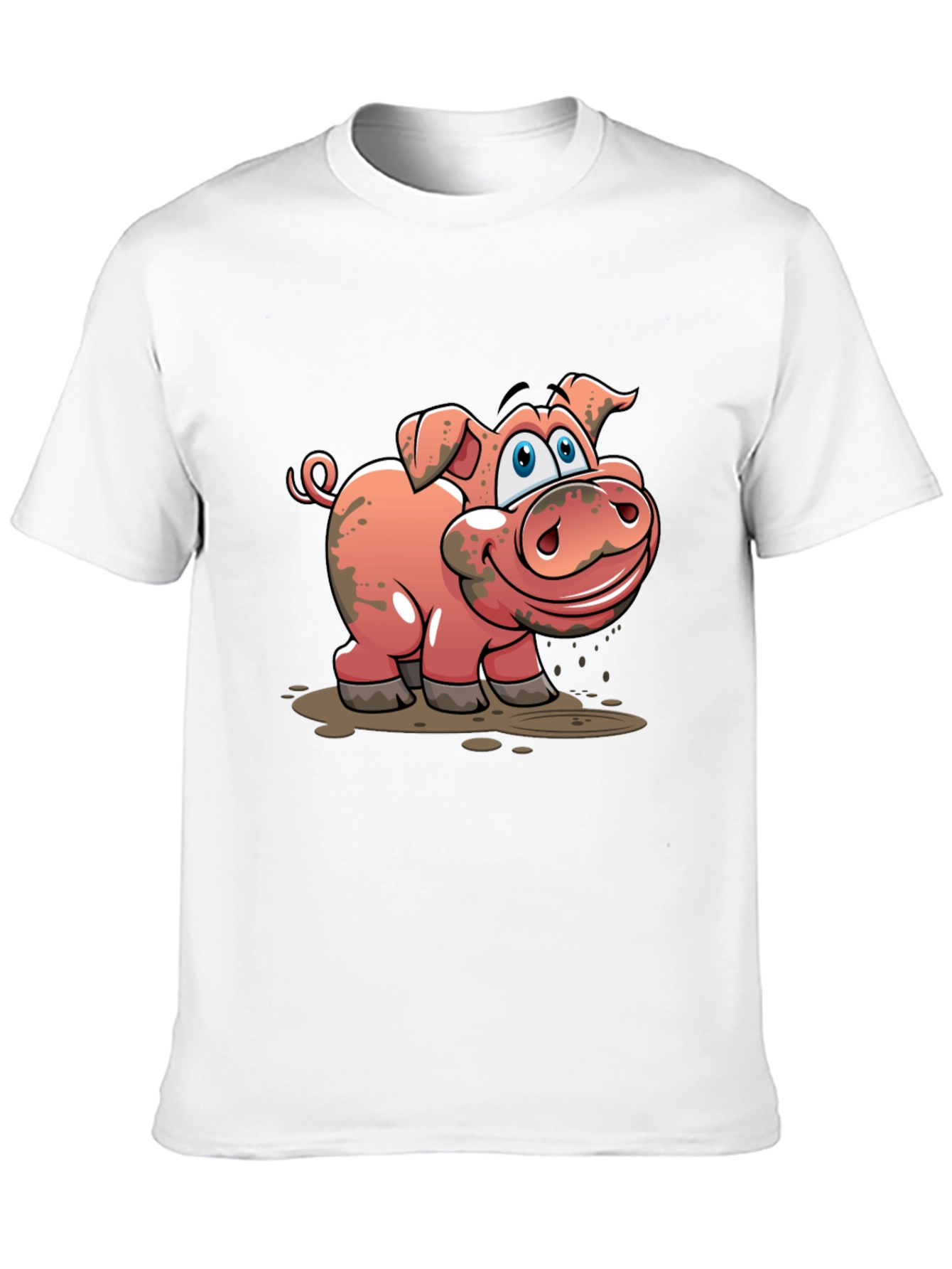 Black Muddy Pig Cartoon Graphic T-Shirt - Unisex Casual Tee view 10