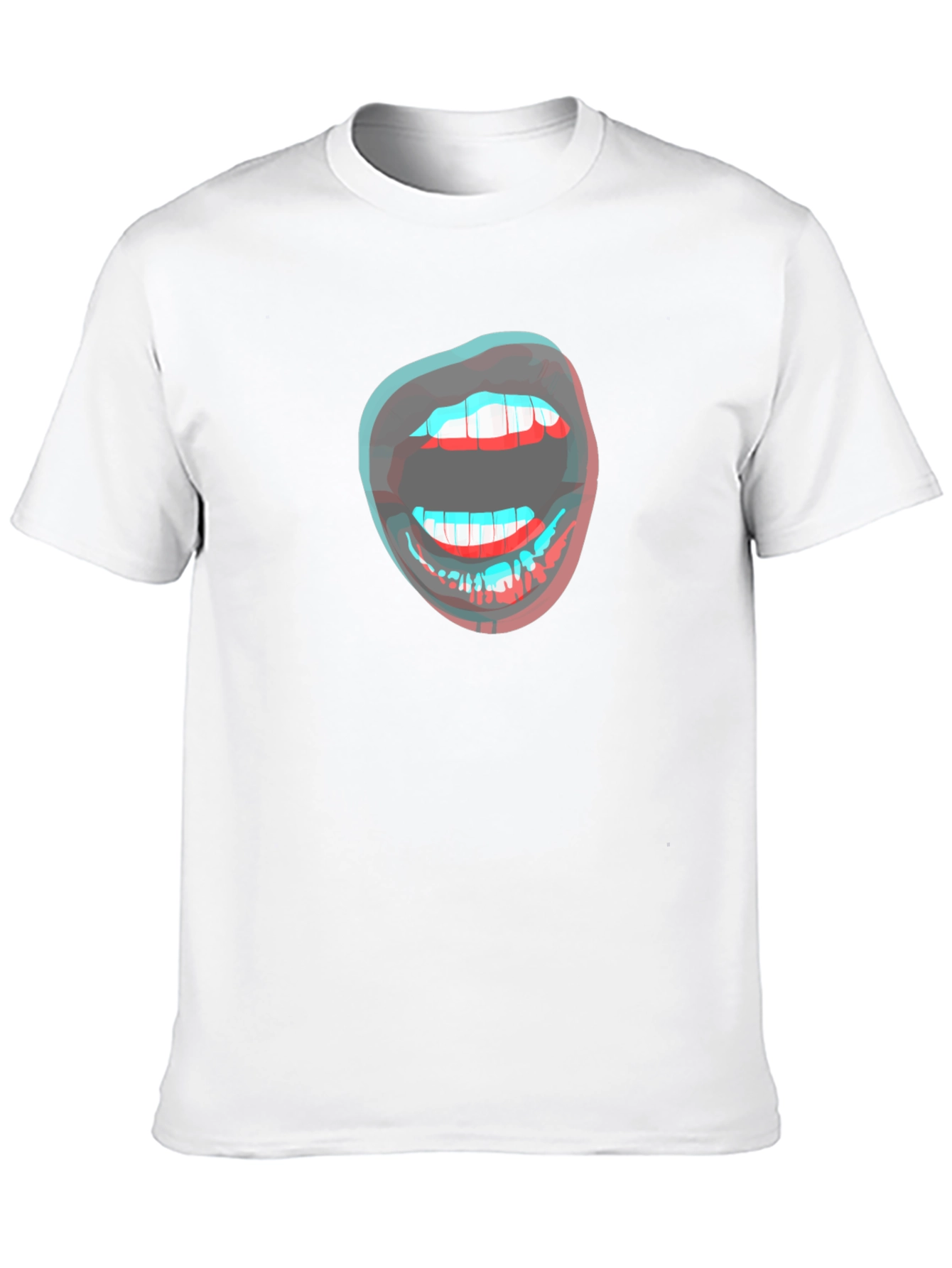 Black 3D Lips Graphic Black T-Shirt view 10
