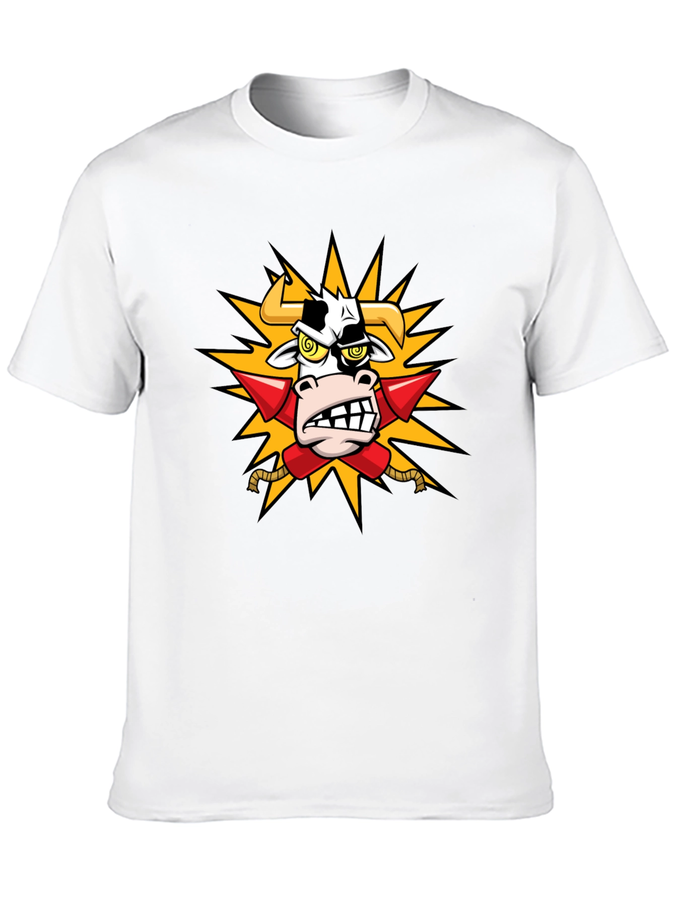 Black Cow with Rockets T-Shirt - Funny Cartoon Tee view 10