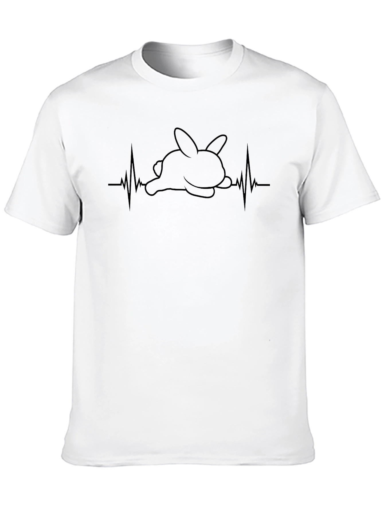 Black Bunny Heartbeat T-Shirt - Cute Rabbit Tee view 10