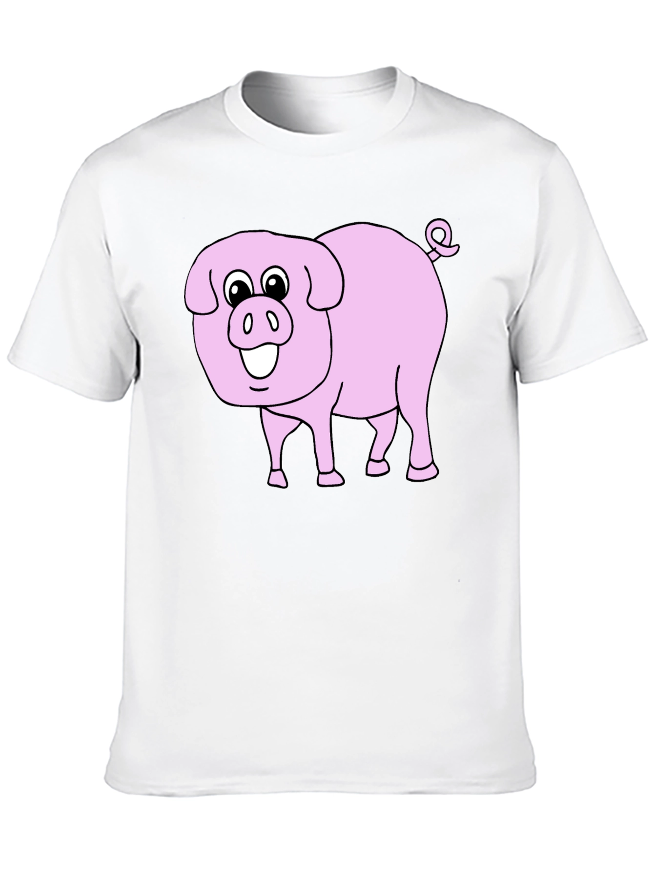 Black Cute Pig Graphic Tee - Black Cotton Blend view 10