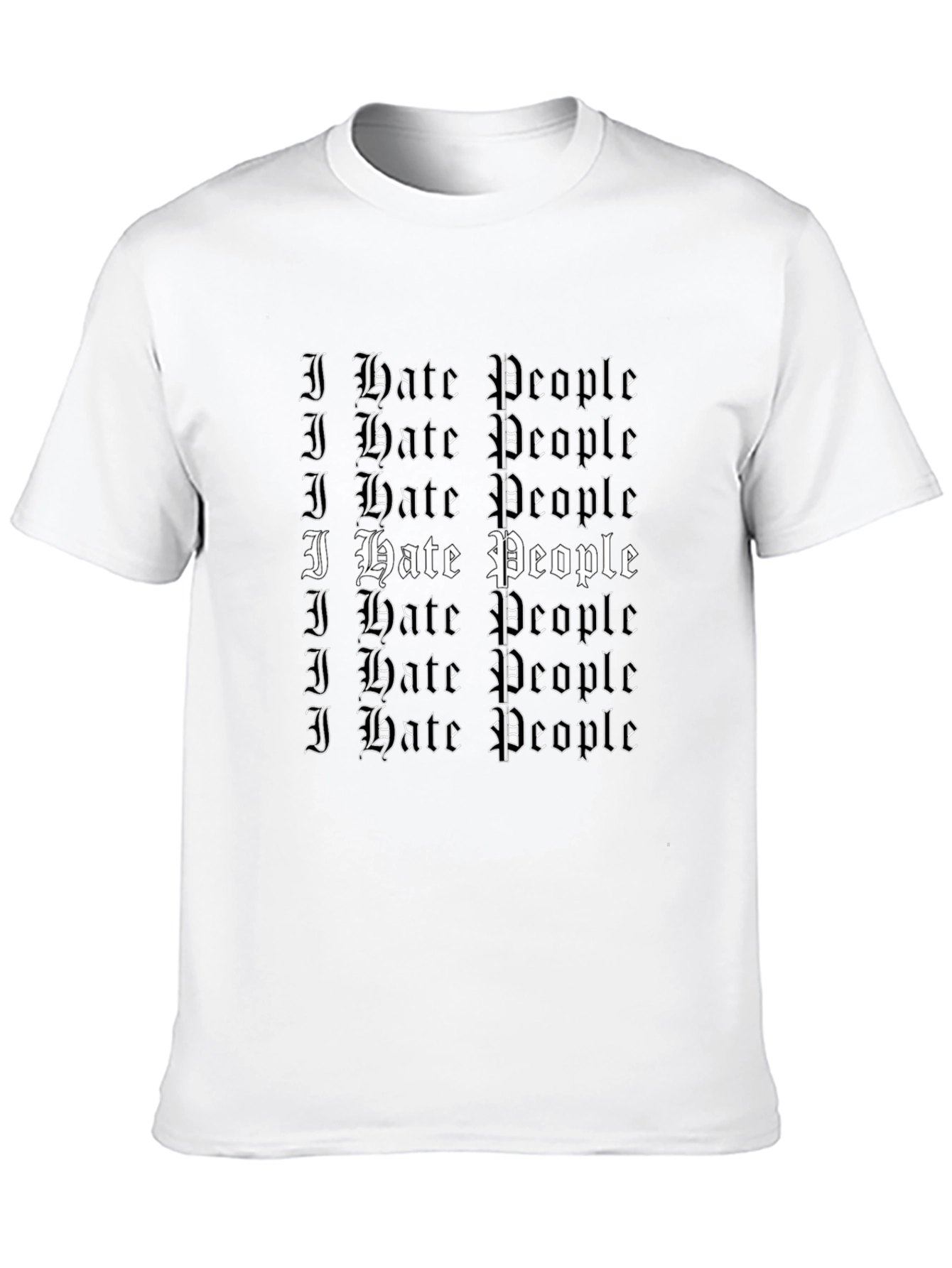 Black I Hate People Graphic Print Black T-Shirt view 10