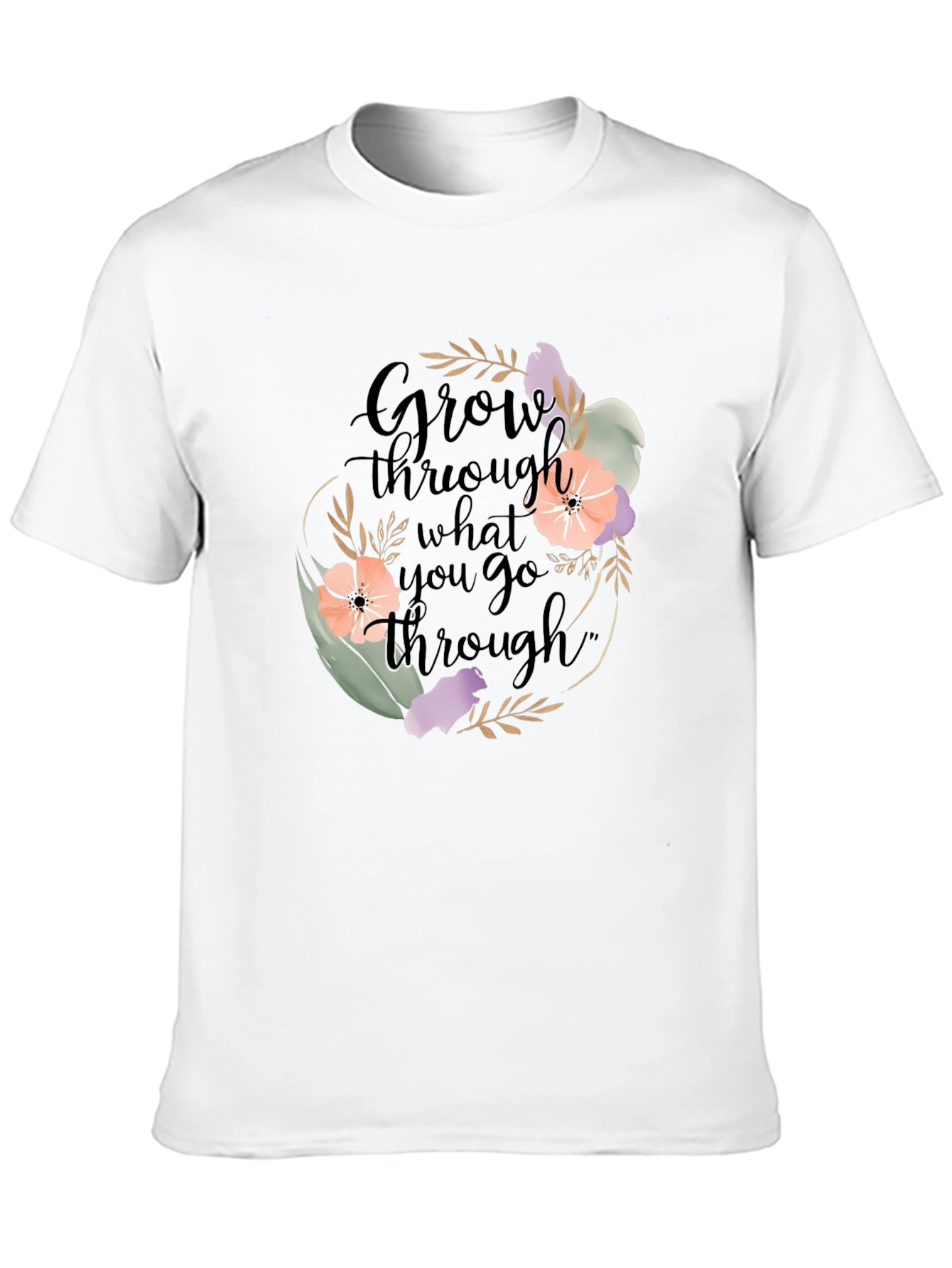 Black Grow Through What You Go Through T-Shirt view 10