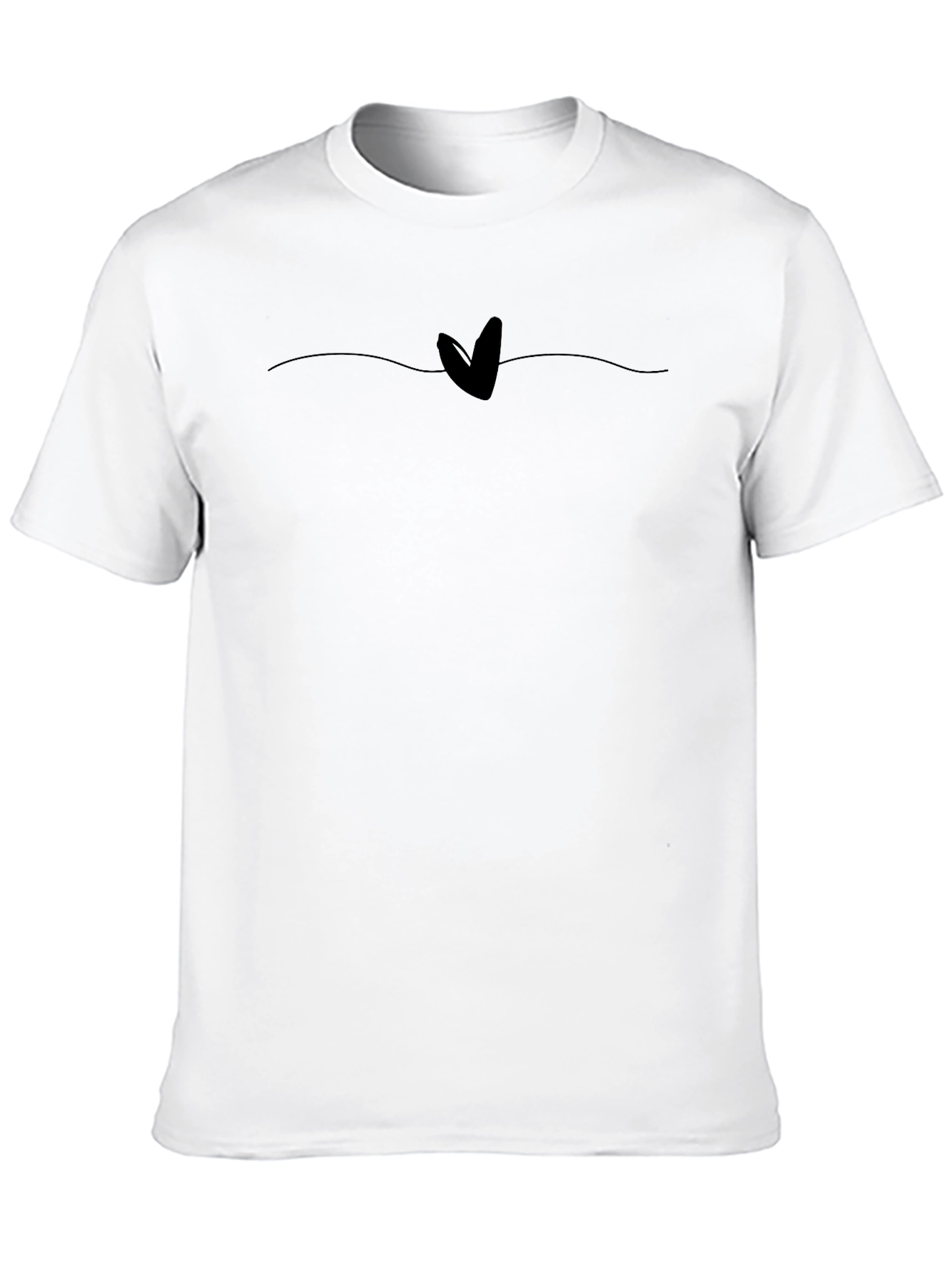 Black Minimalist Heart Line Art Black T-Shirt view 10