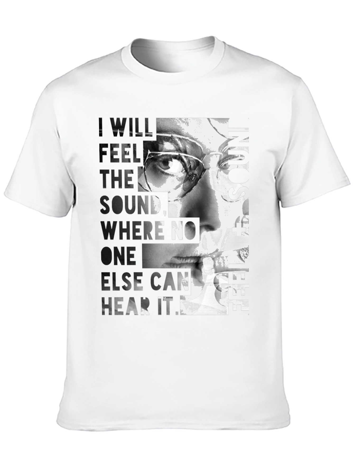 Black Artistic Graphic T-Shirt - Feel the Sound Design view 10