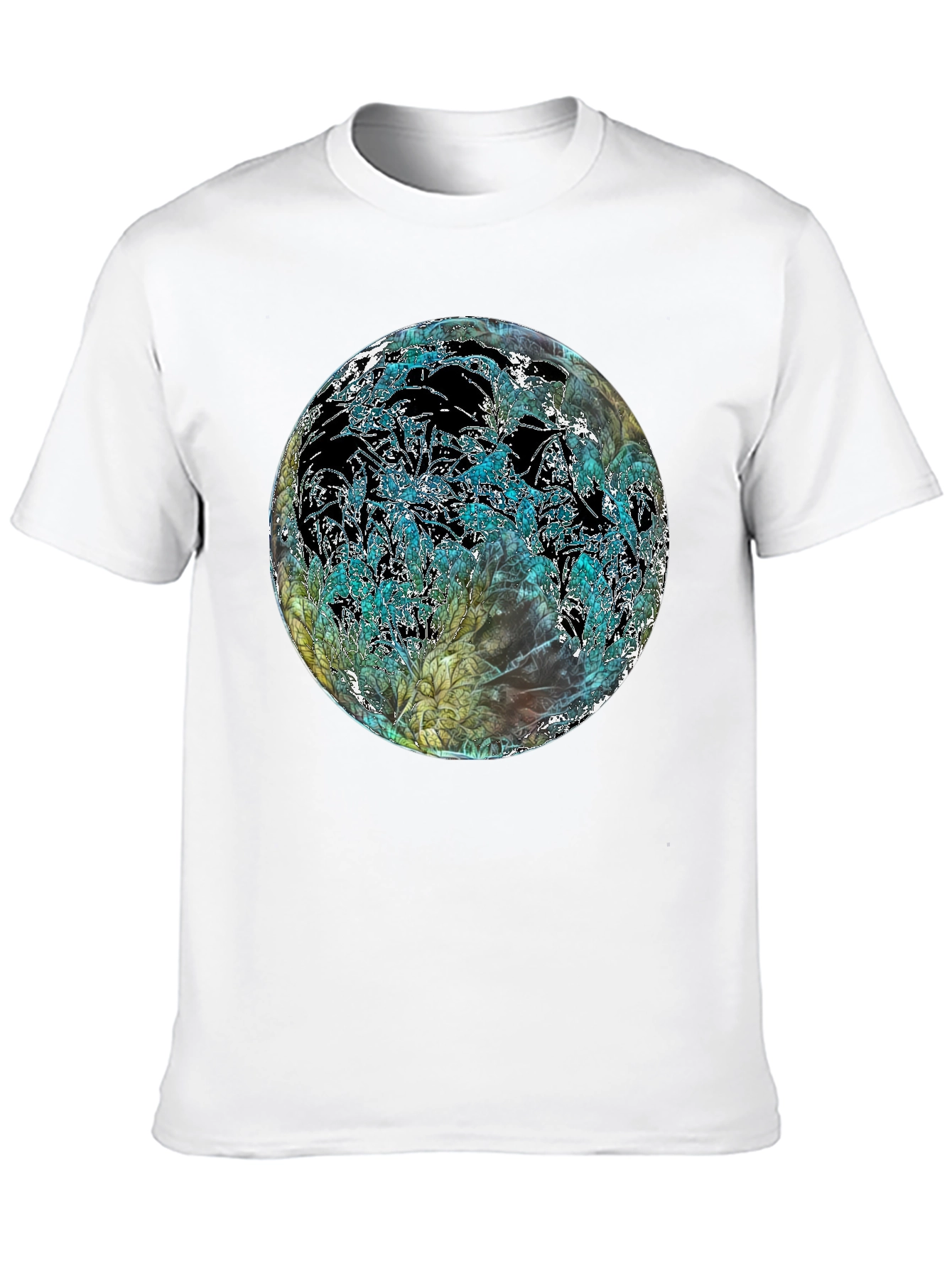 Black Abstract Floral Globe Black T-Shirt view 10