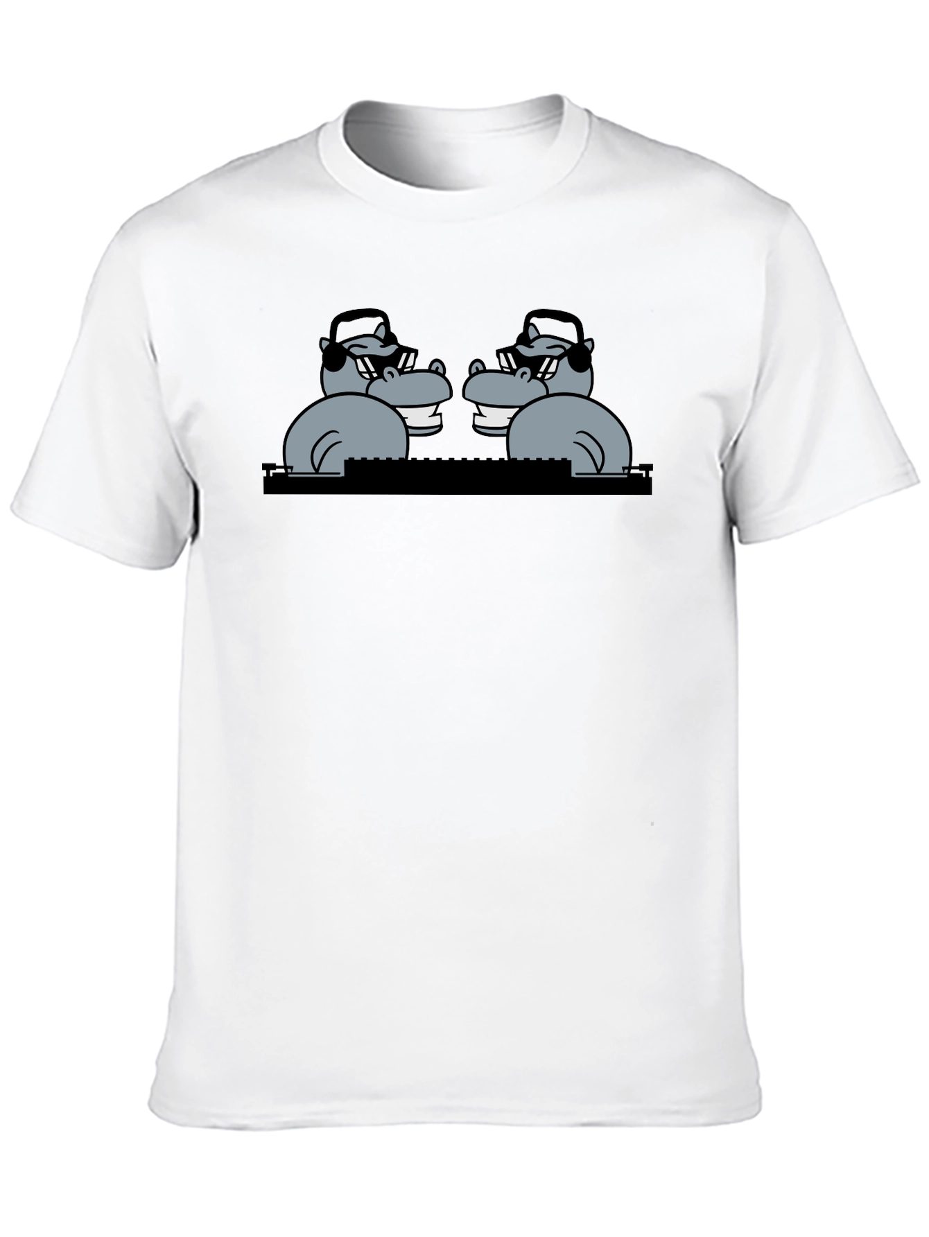 Black Hippo DJ Graphic T-Shirt - Cool & Fun view 10