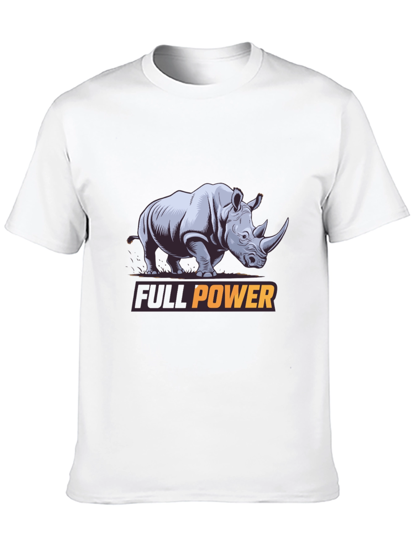 Black Full Power Rhino Graphic Tee - Black Cotton T-Shirt view 10