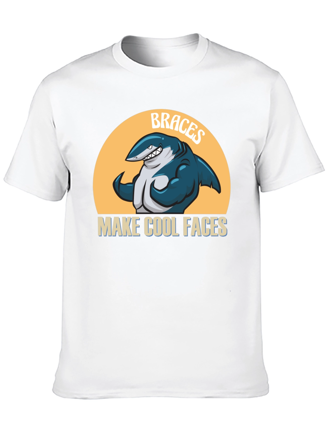 Black Braces Make Cool Faces T-Shirt Funny Shark Tee view 10