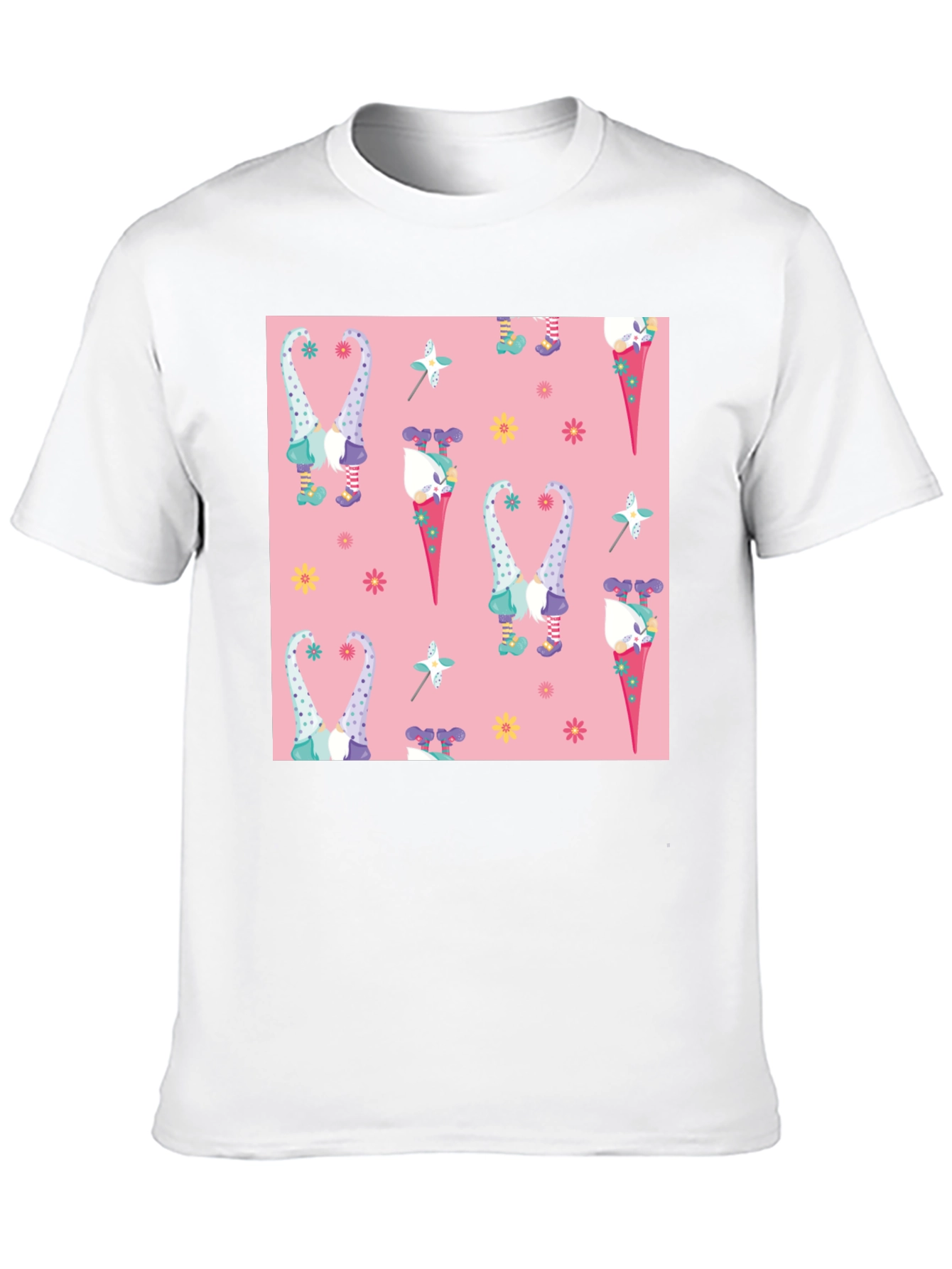 Black Gnome Pattern T-Shirt view 10