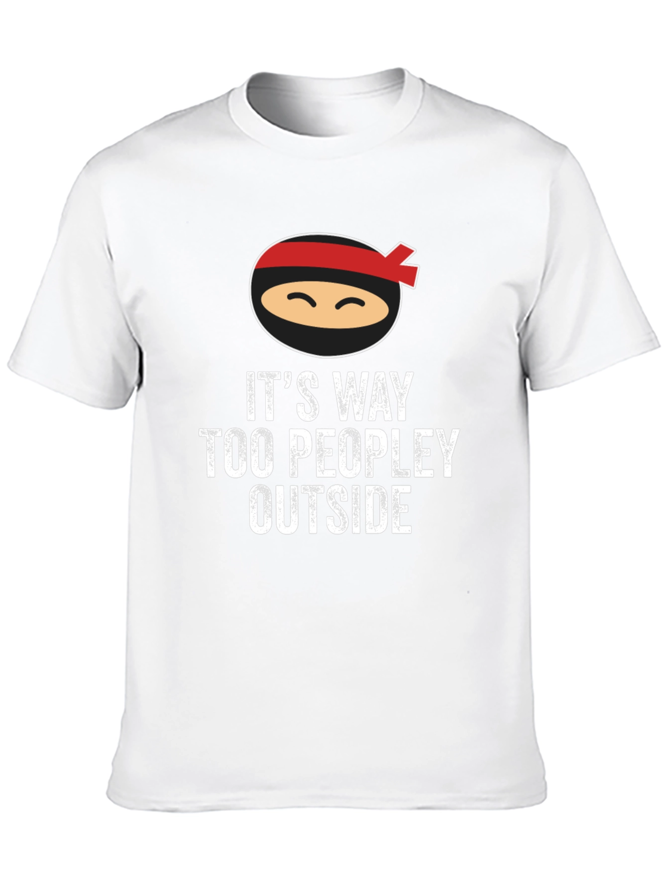 Black Ninja 'Too Peopley Outside' Graphic Tee - Comfy Cotton Blend view 10