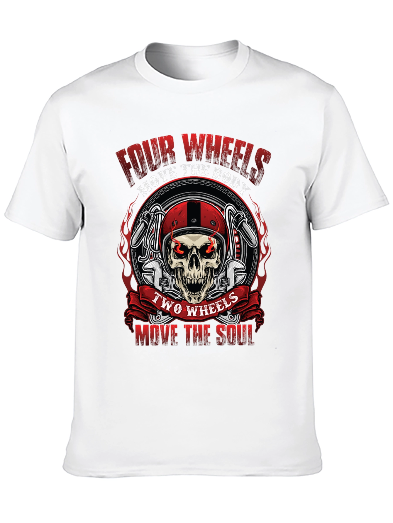 Black Motorcycle Skull Graphic Tee - Four Wheels, Two Wheels view 10