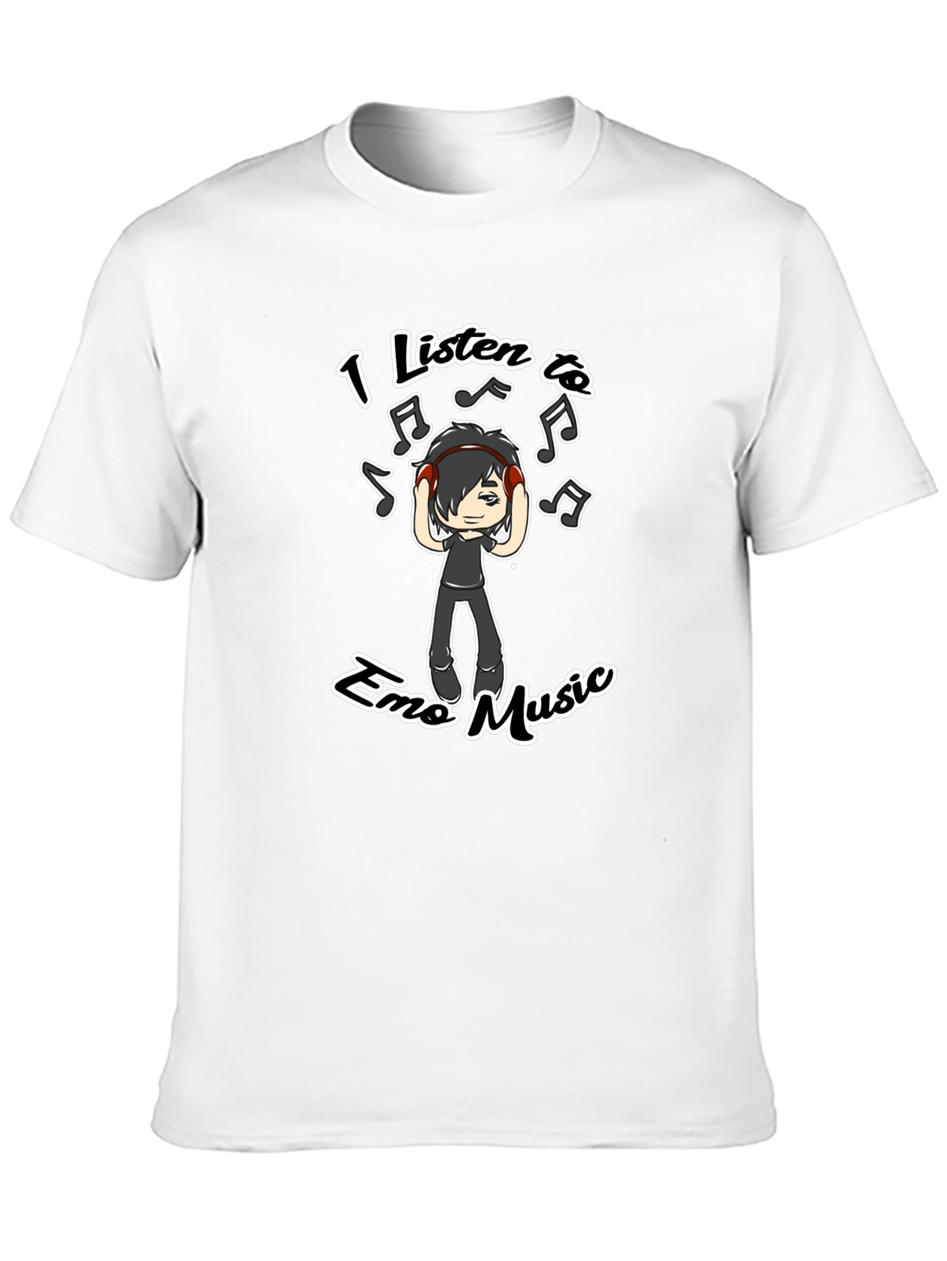Black Emo Music Graphic T-Shirt - Black Crew Neck Tee view 10