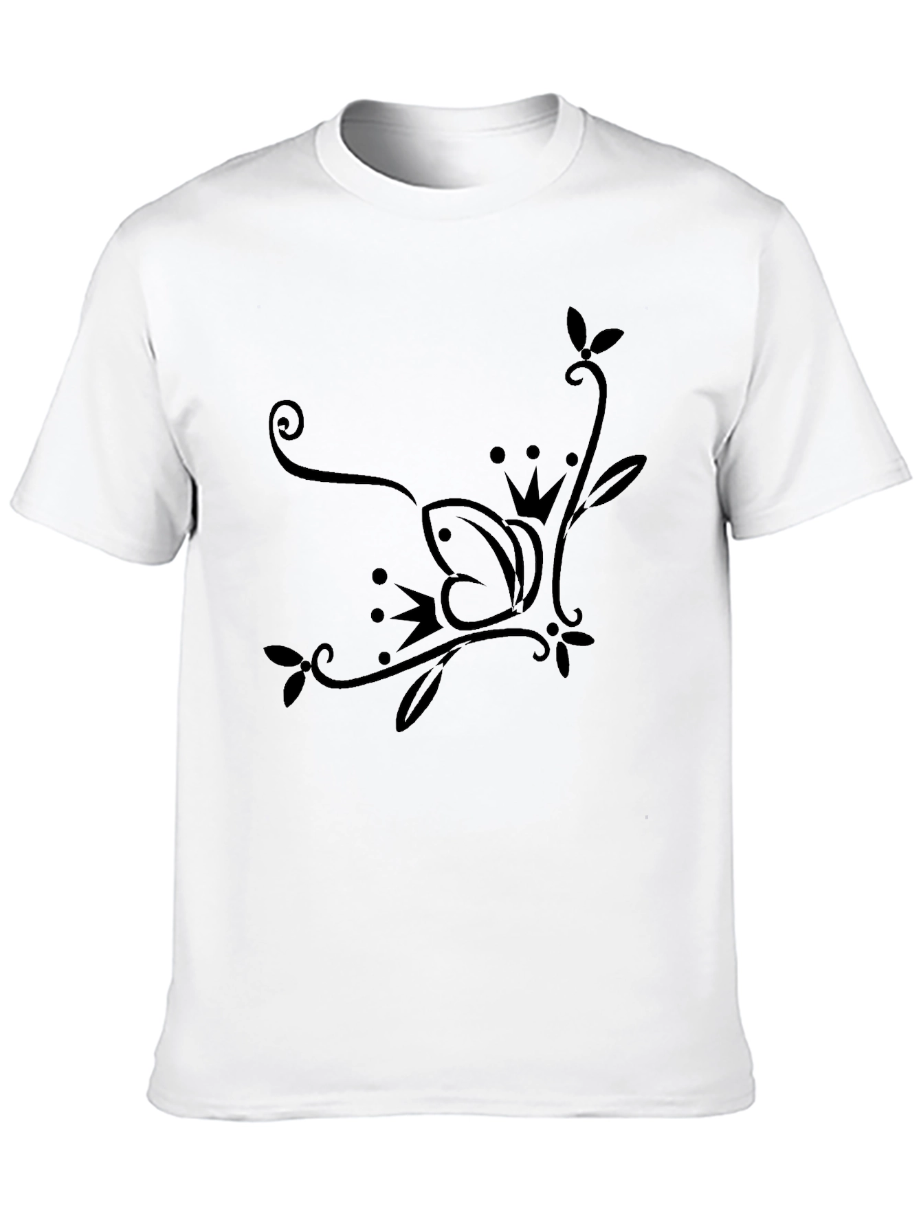 Black Elegant Crown Butterfly Black T-Shirt view 10