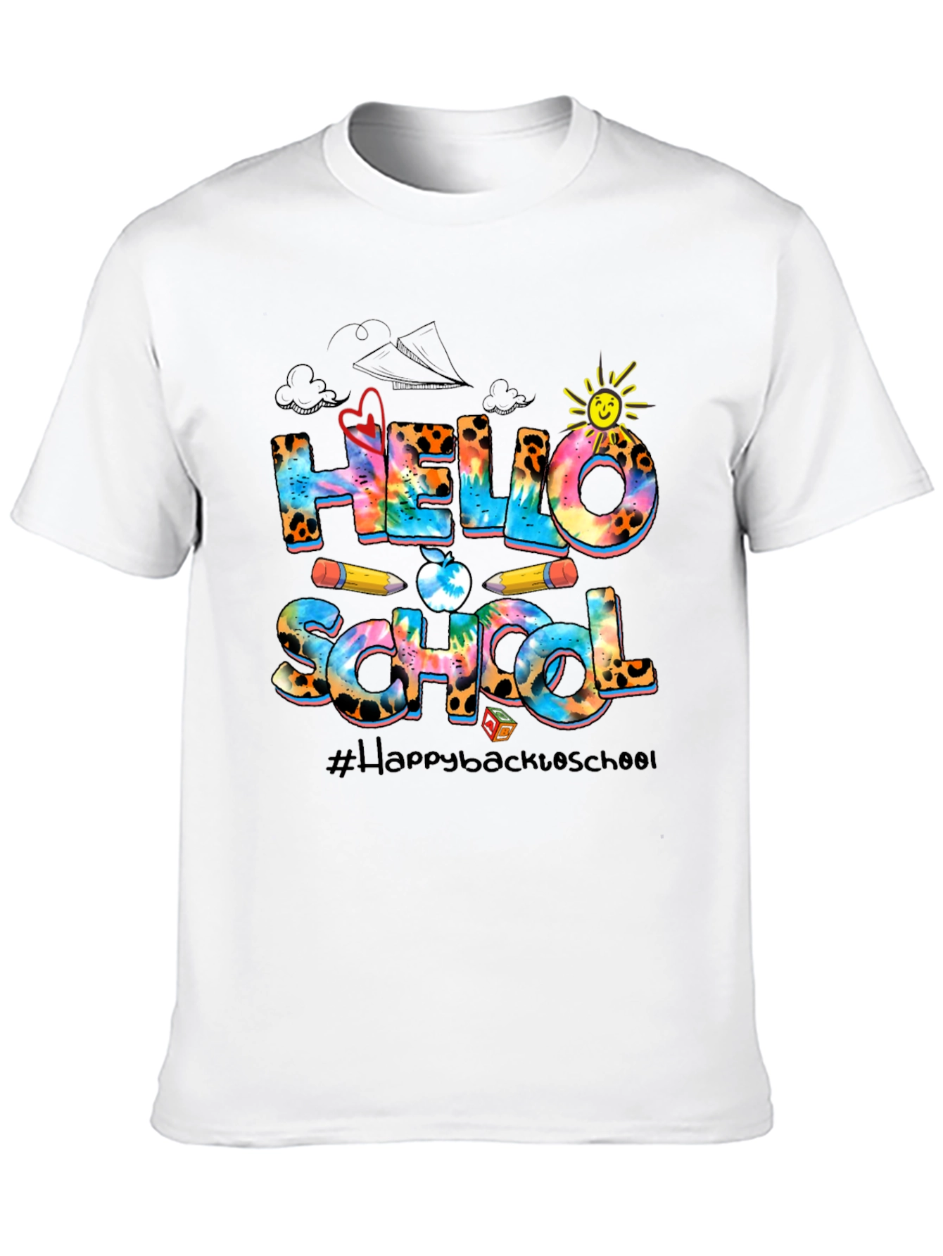 Black Hello School Graphic T-Shirt Back To School view 10