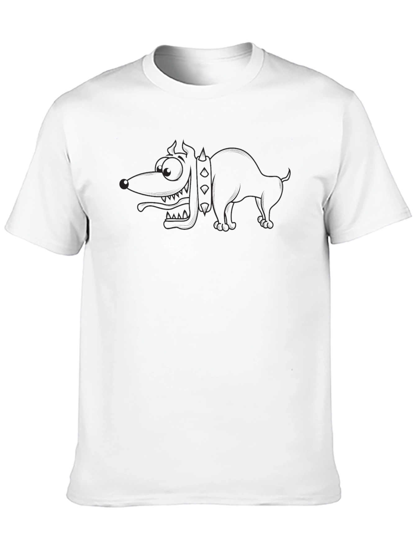 Black Men's Black T-Shirt - Cartoon Dog Design view 10
