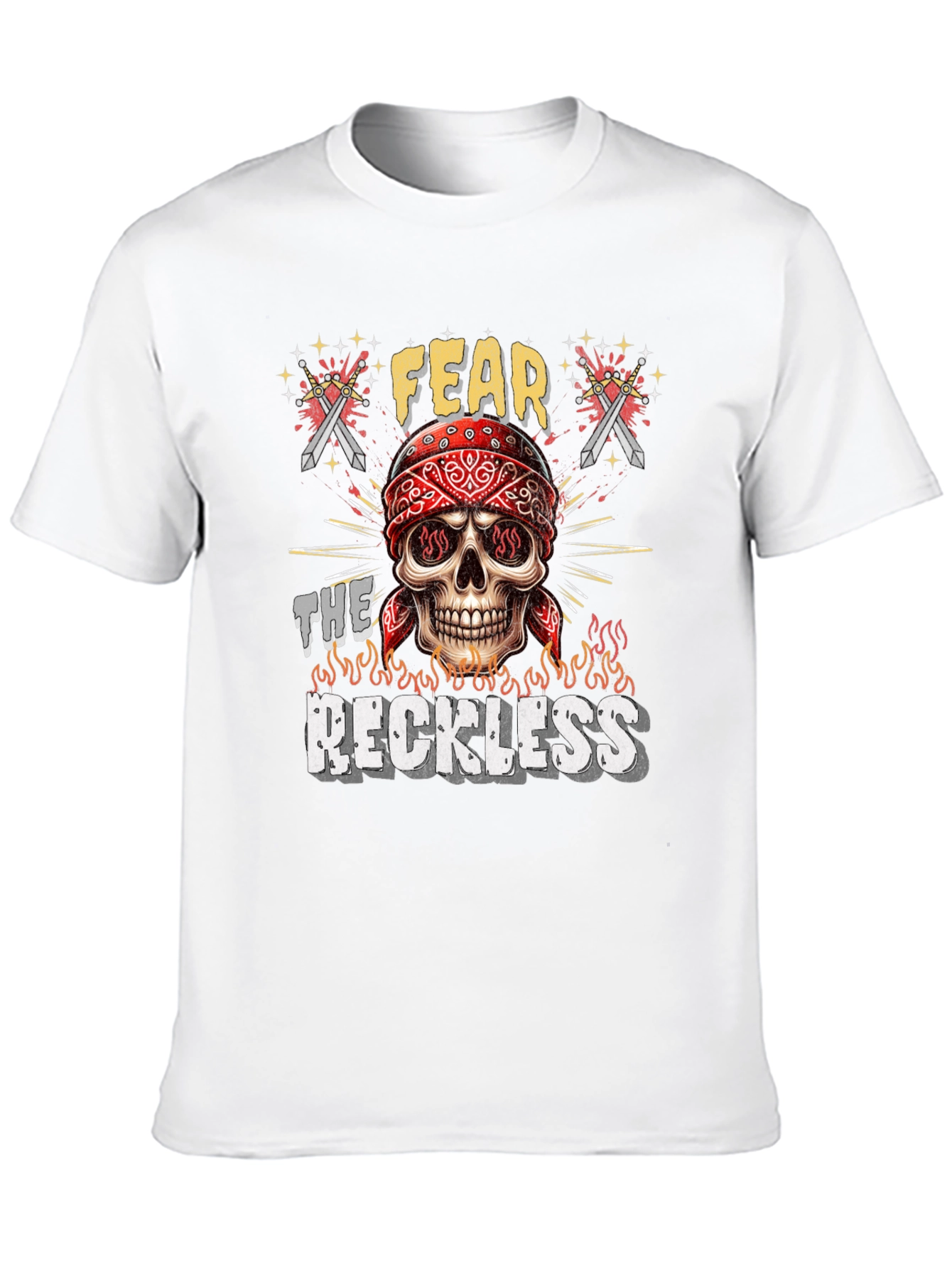 Black Fear the Reckless Skull Graphic Tee - Black Cotton T-Shirt view 10