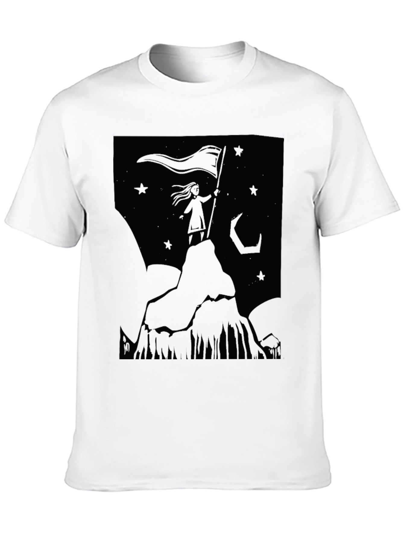 Black Mountain Top Girl Graphic T-Shirt - Black view 10