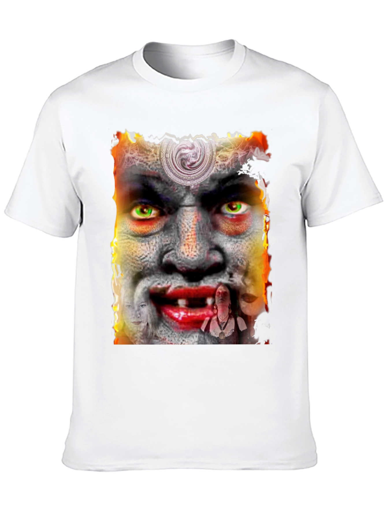 Black Unique Graphic Tee - Horror Face Design view 10