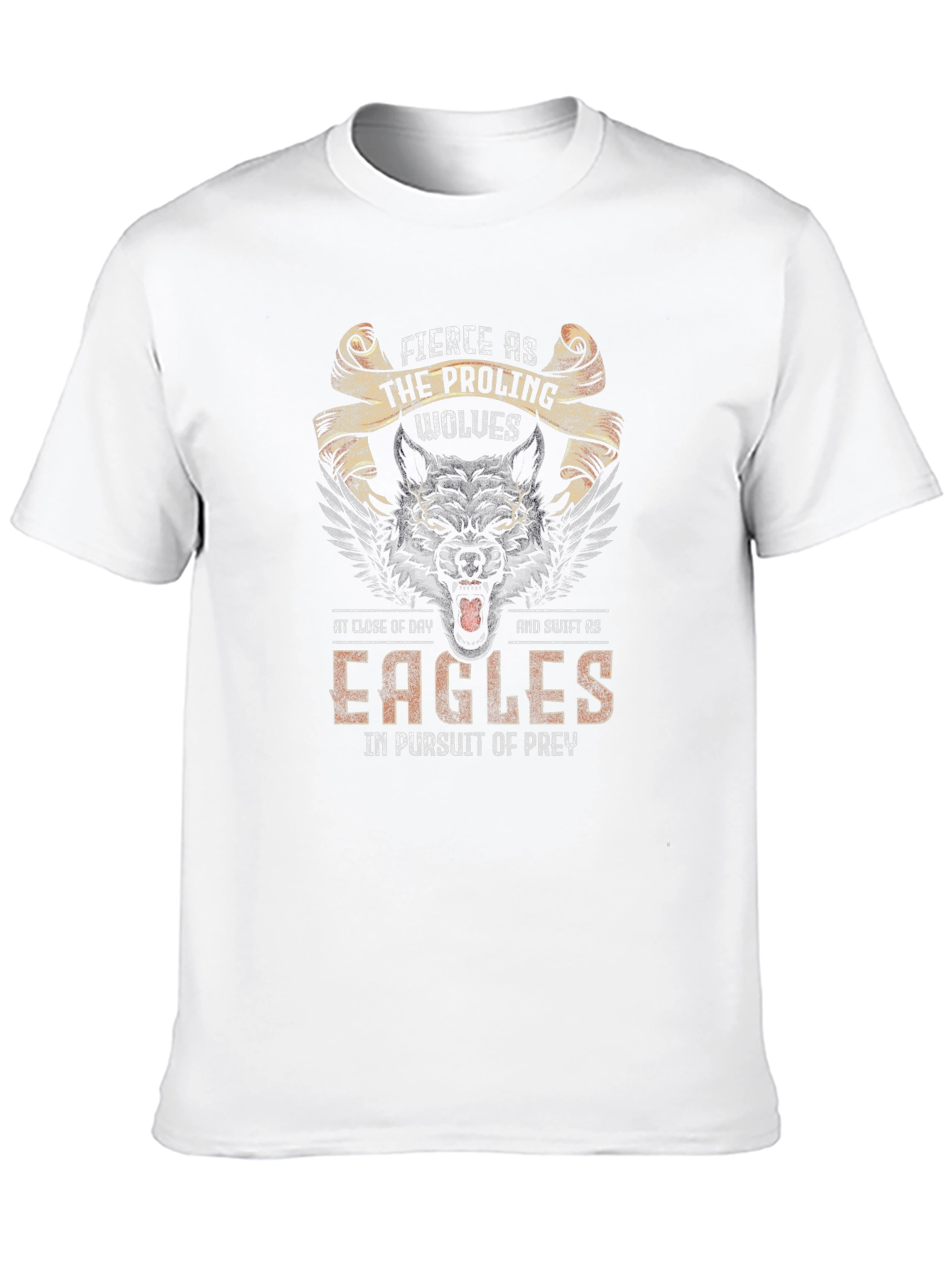 Black Fierce Wolves & Eagles Graphic T-Shirt view 10